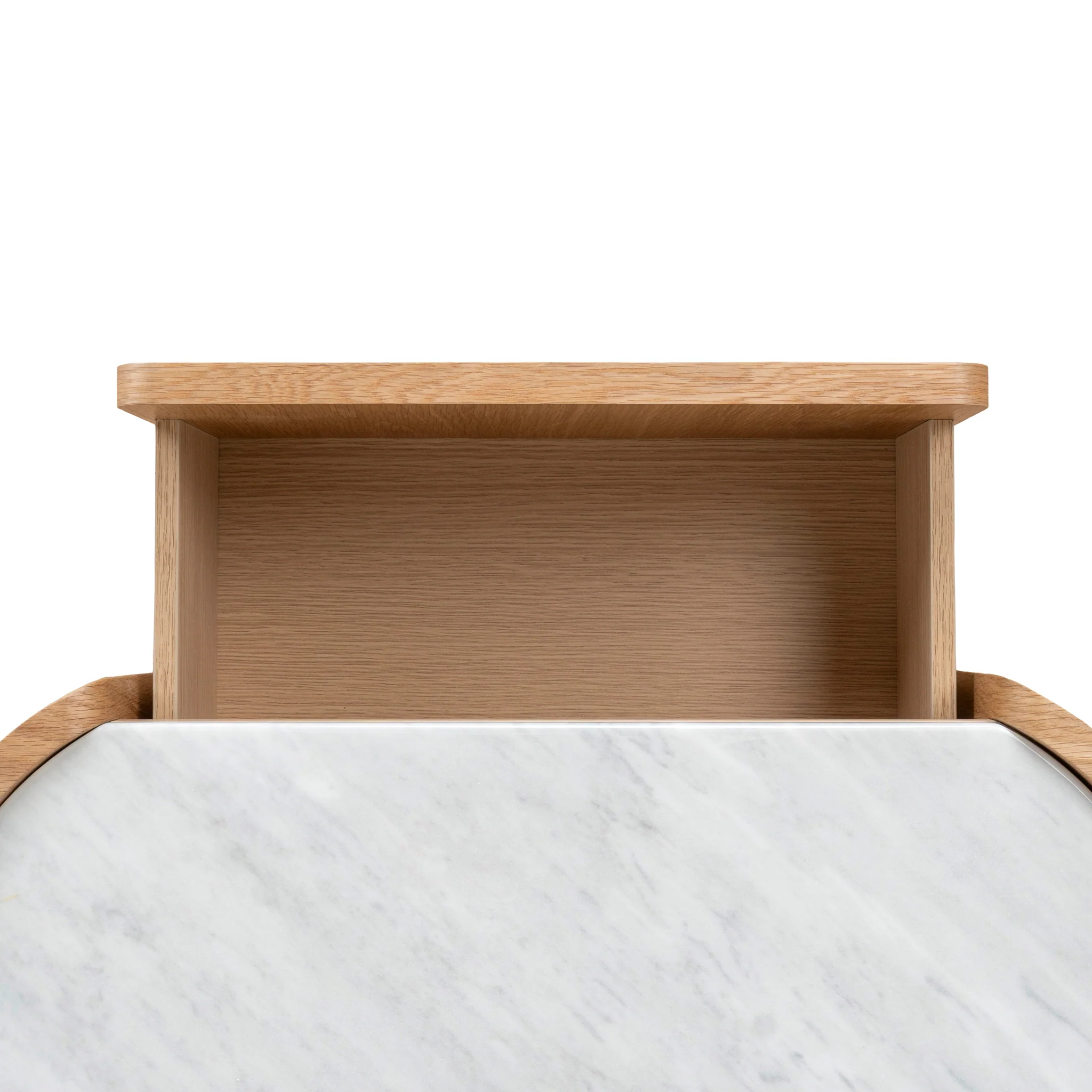 CST10300-CN 60cm Bedside Table - Natural Oak with Marble Top - Image 17