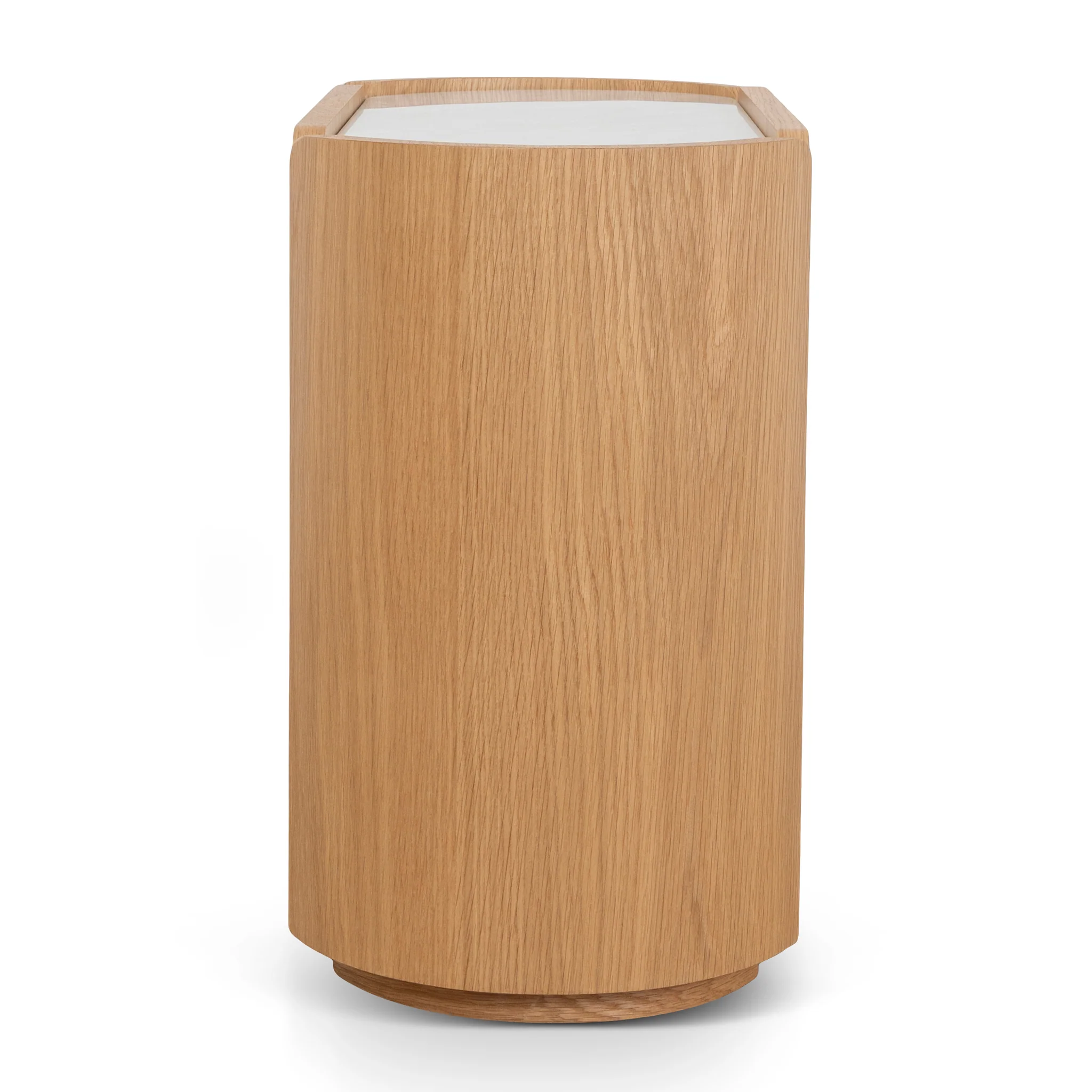 CST10300-CN 60cm Bedside Table - Natural Oak with Marble Top - Image 5