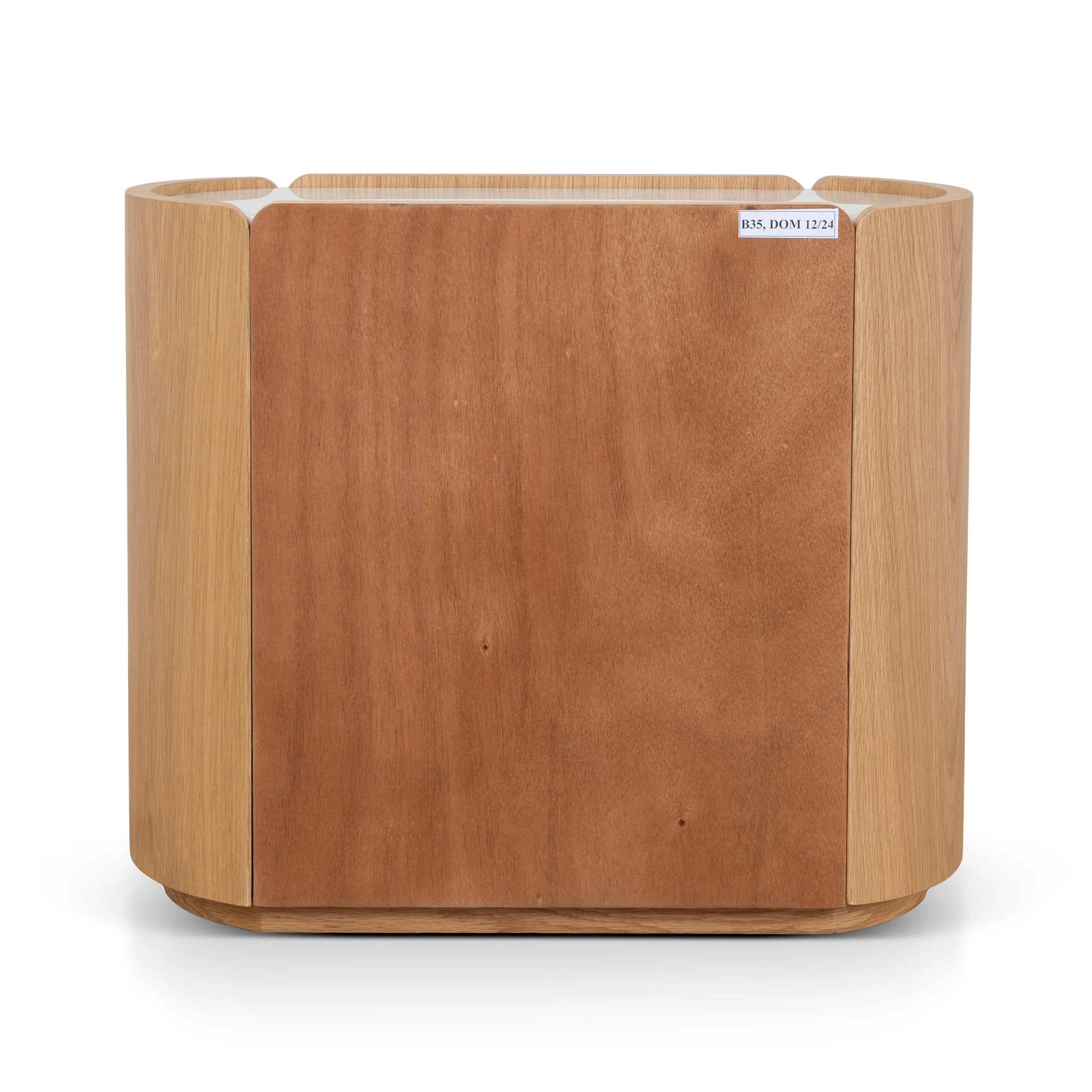 CST10300-CN 60cm Bedside Table - Natural Oak with Marble Top - Image 6
