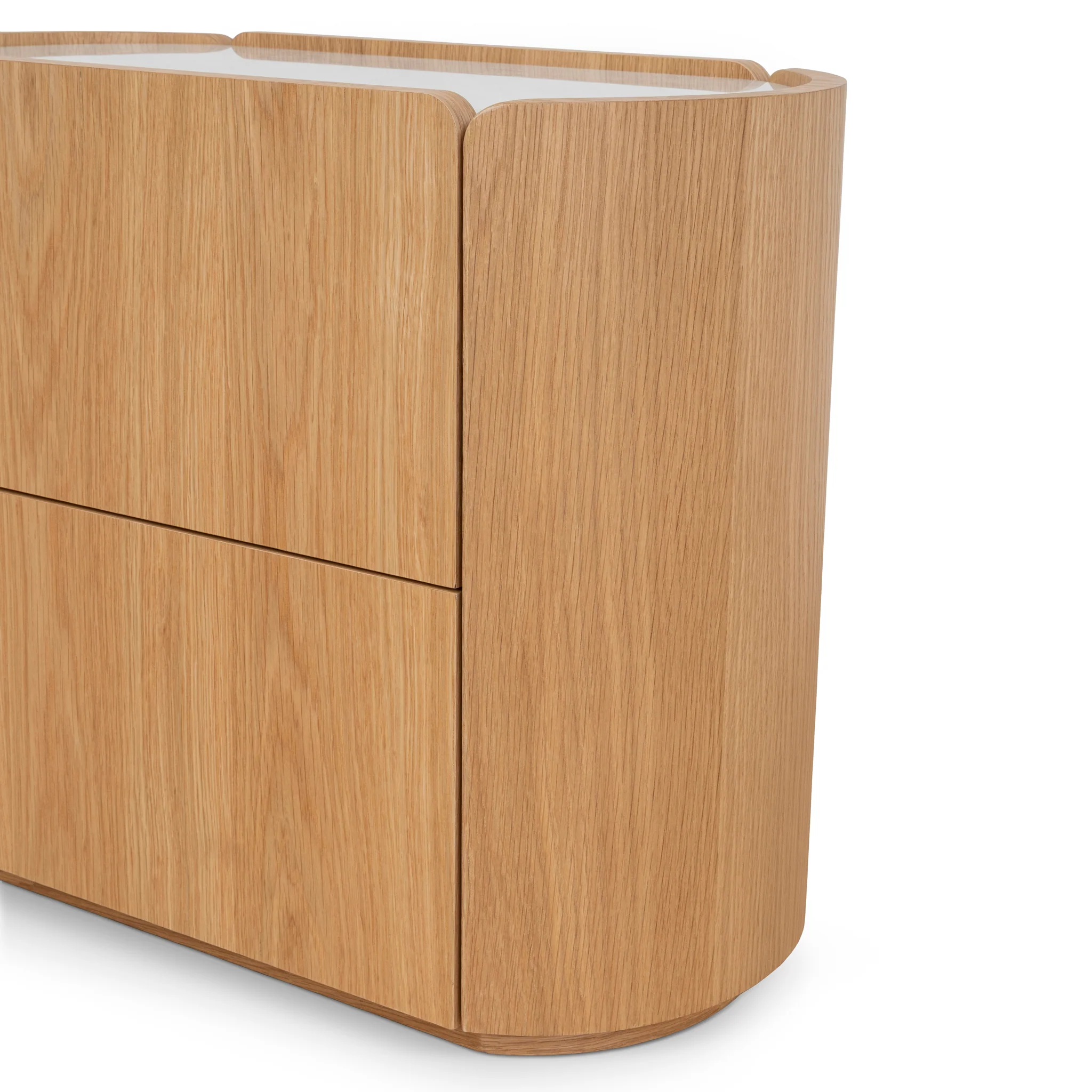 CST10300-CN 60cm Bedside Table - Natural Oak with Marble Top - Image 8