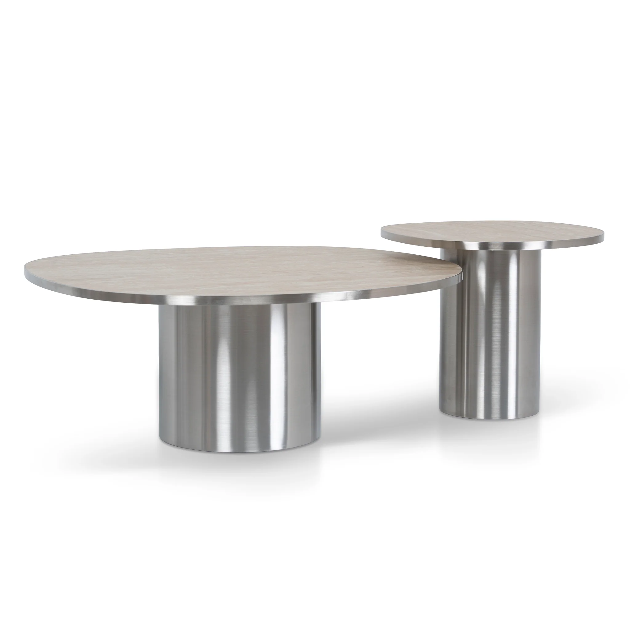 CST10316-NY Nested Porcelain Coffee Table - Stainless Steel