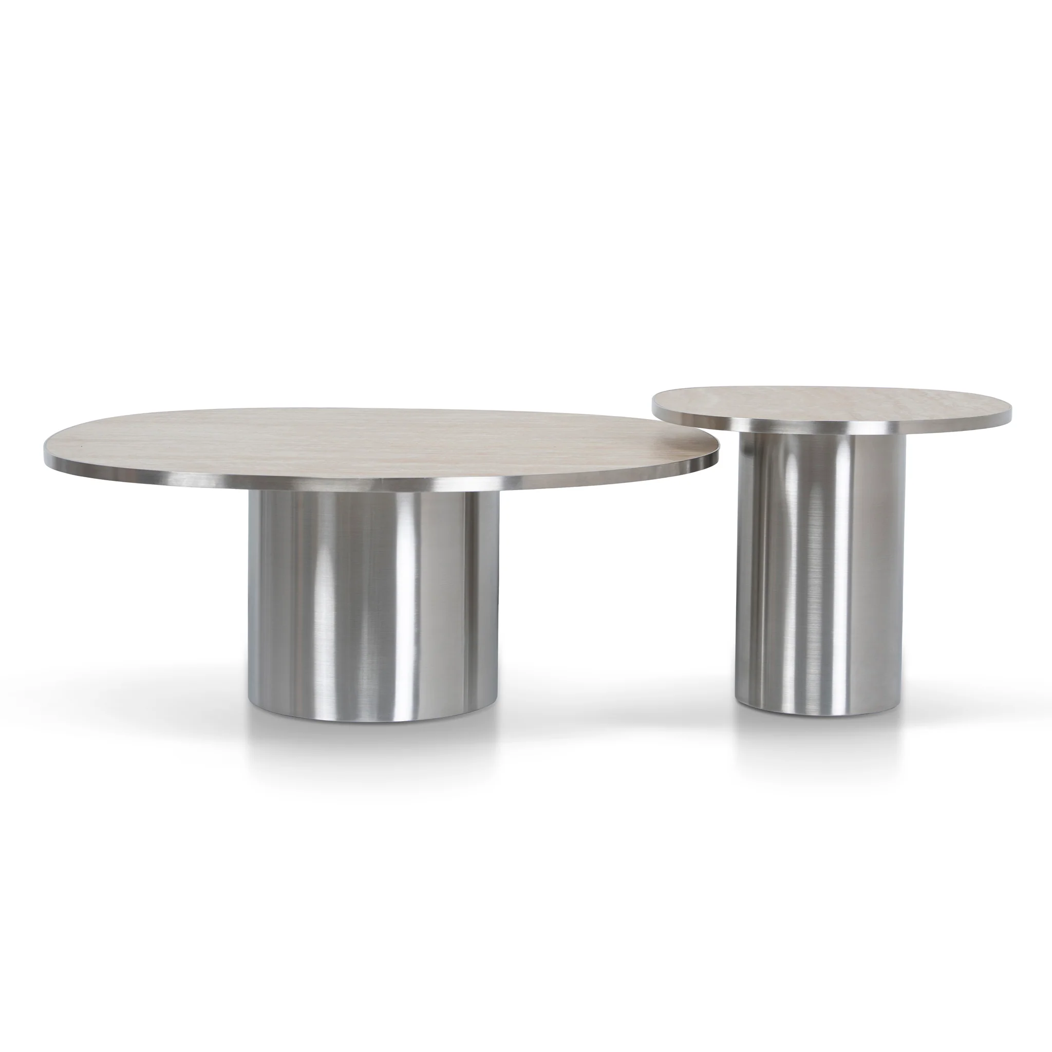 CST10316-NY Nested Porcelain Coffee Table - Stainless Steel - Image 2