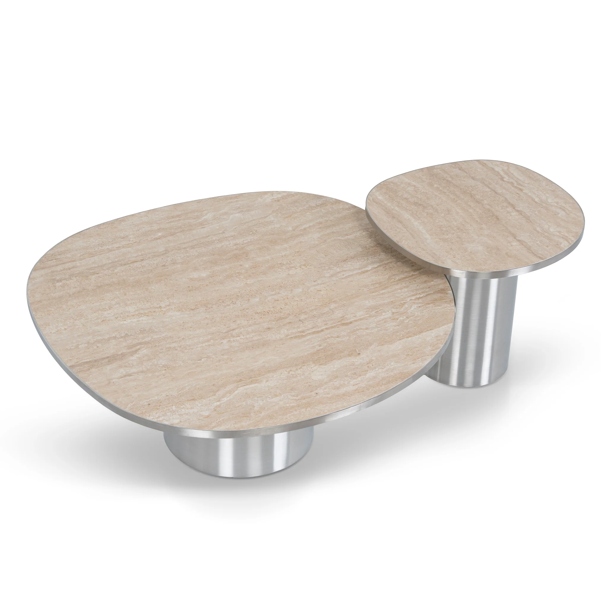 CST10316-NY Nested Porcelain Coffee Table - Stainless Steel - Image 4