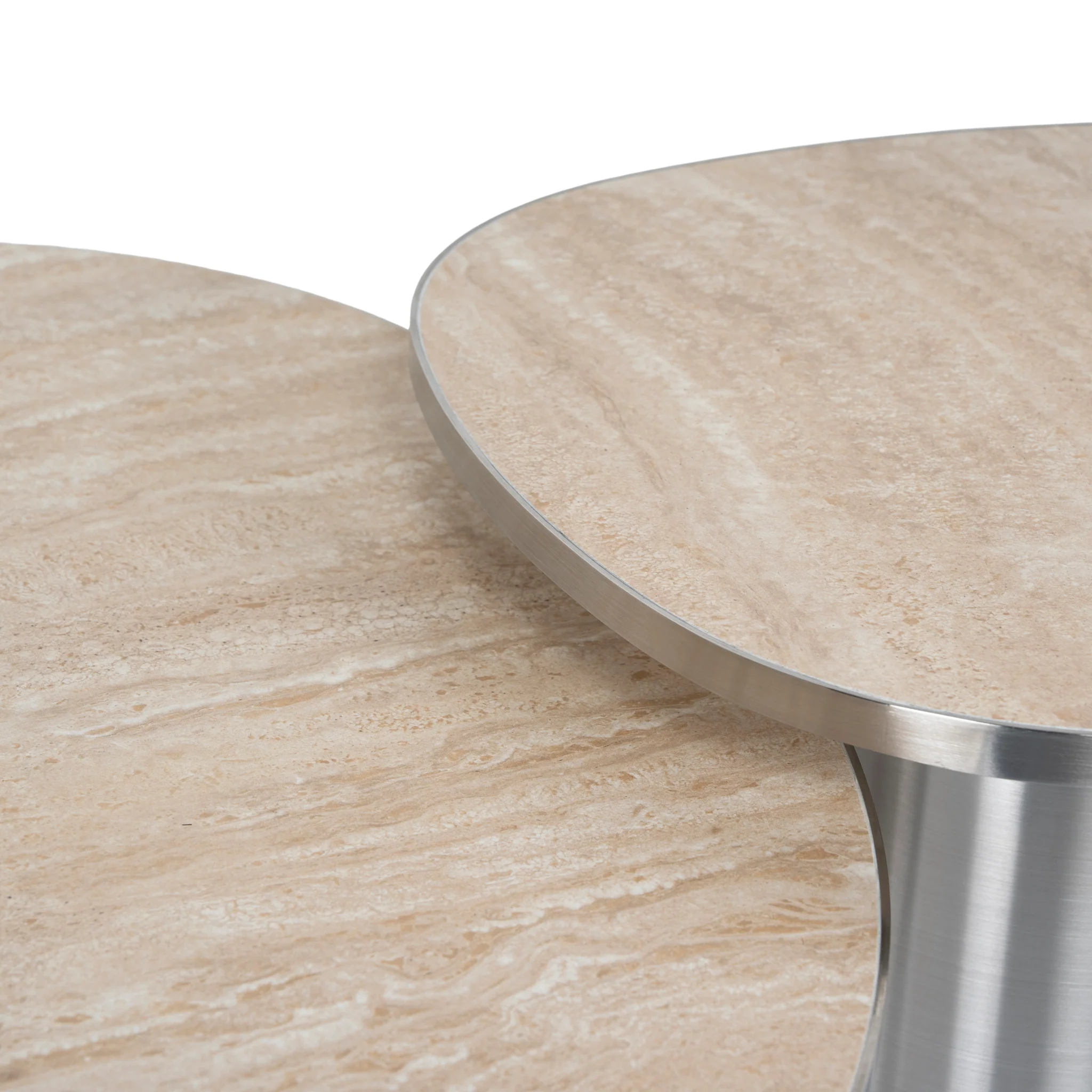 CST10316-NY Nested Porcelain Coffee Table - Stainless Steel - Image 5
