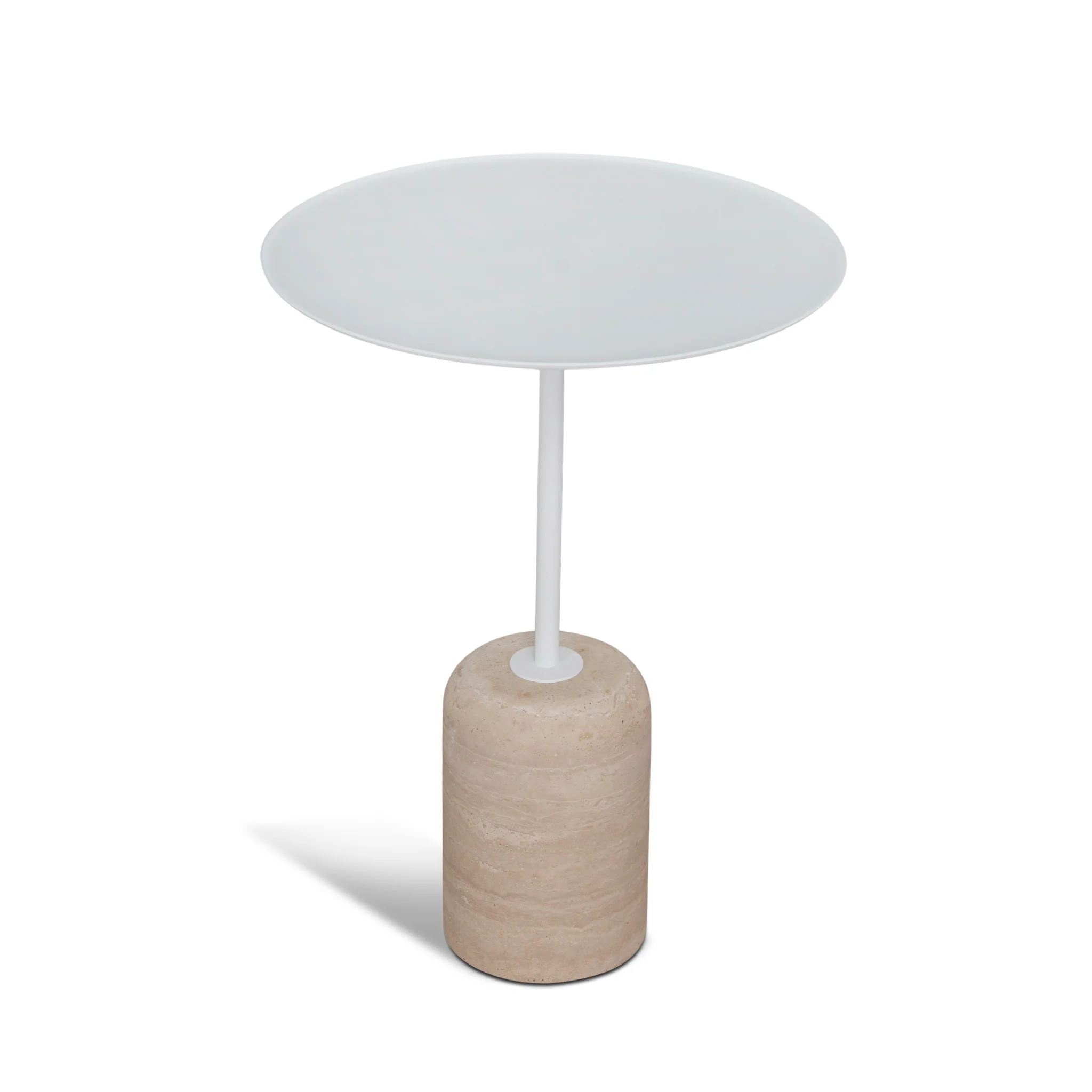CST10319-NY 45cm Matte White Side Table - Travertine - Image 3