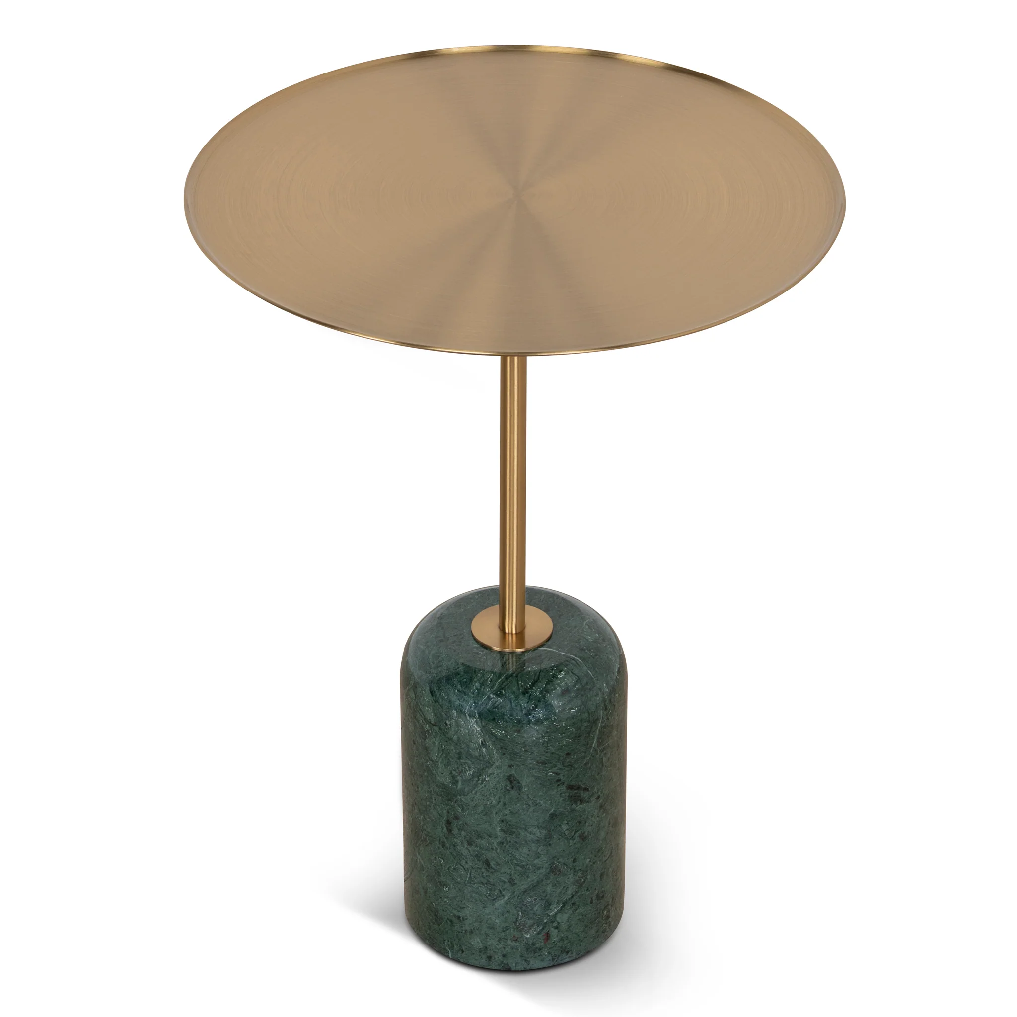 CST10320-NY 45cm Brushed Gold Side Table - Green Crystal - Image 3