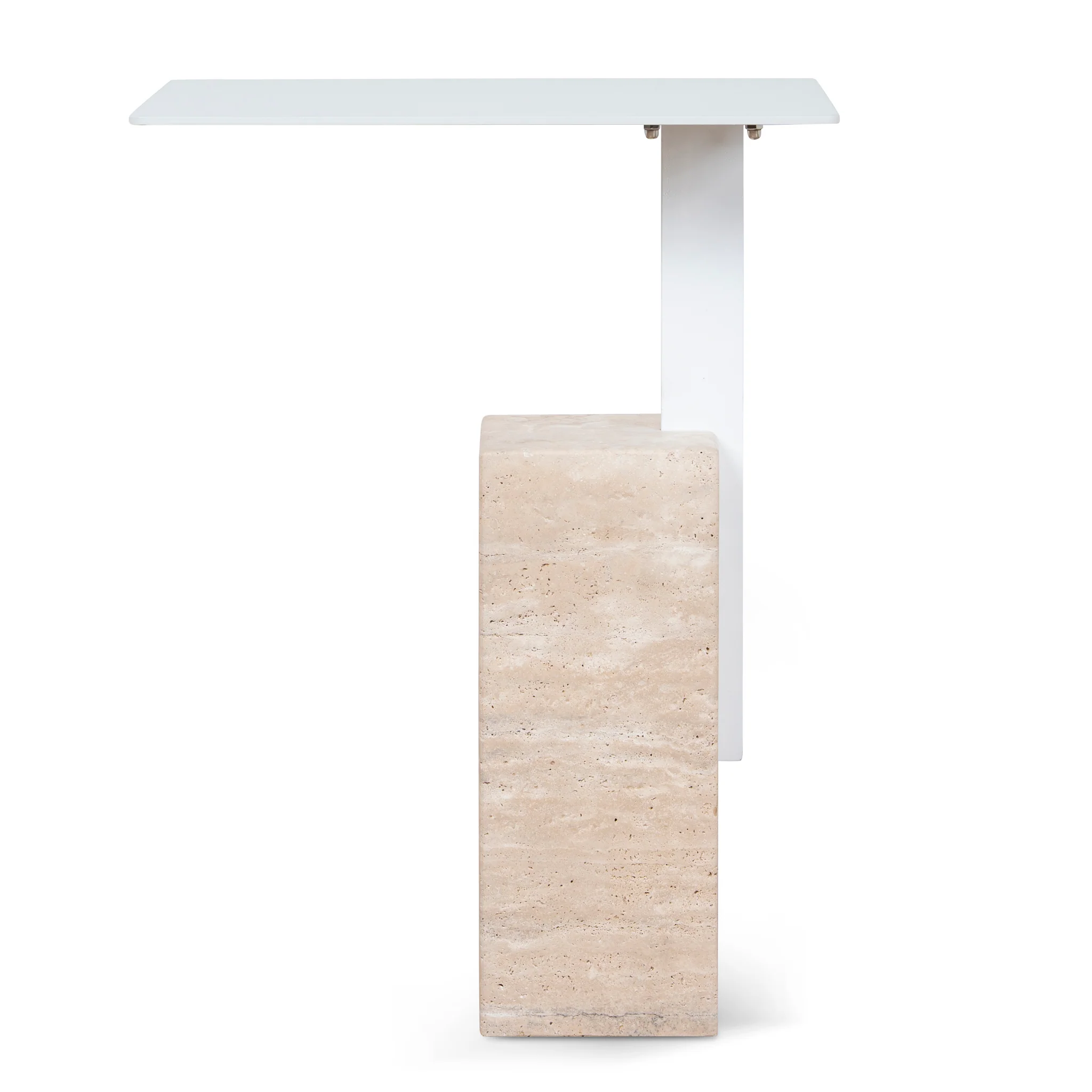 CST10322-NY 40cm Matte White Side Table - Natural - Image 2