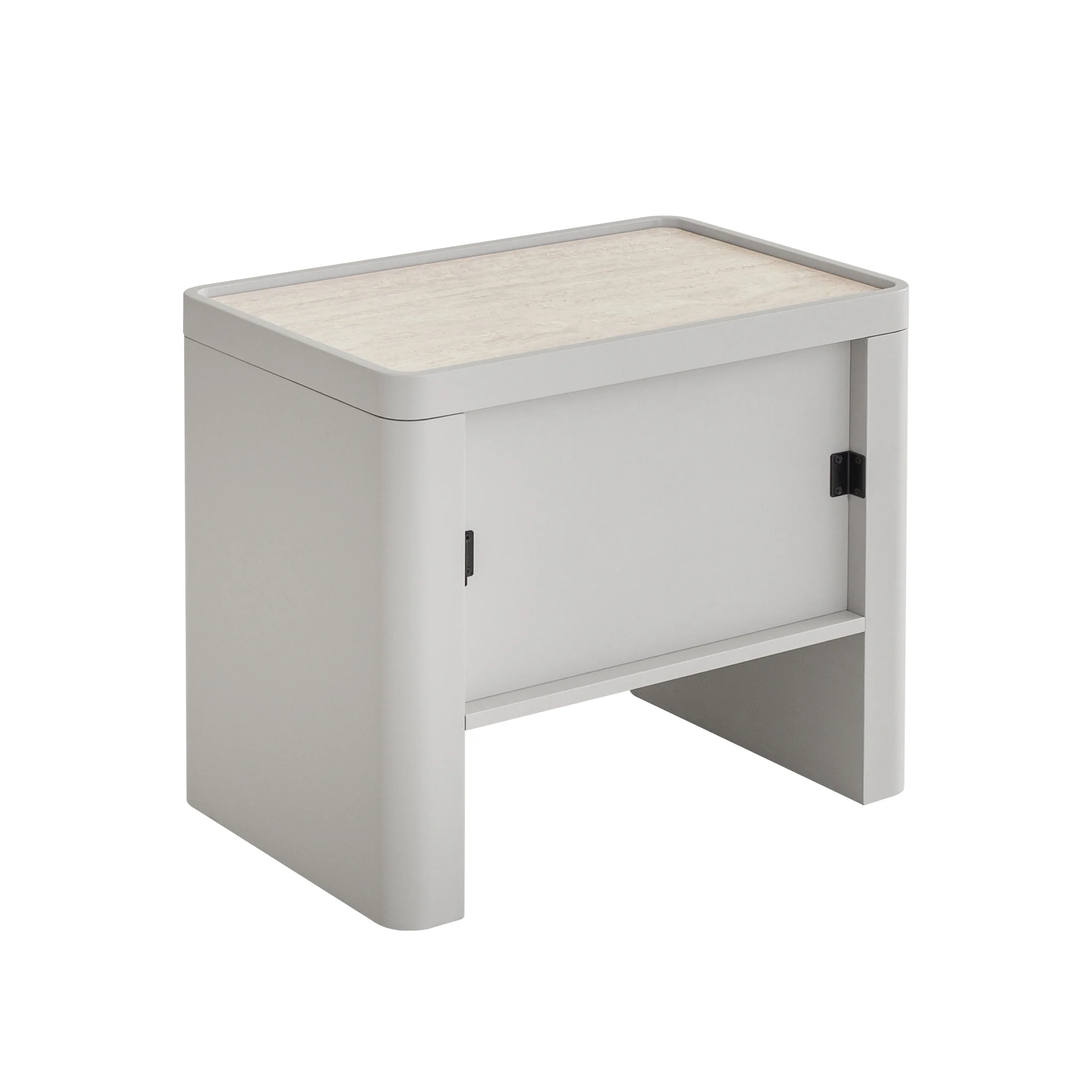 CST10539-IG Glass Top Bedside Table - Warm Grey - Image 4