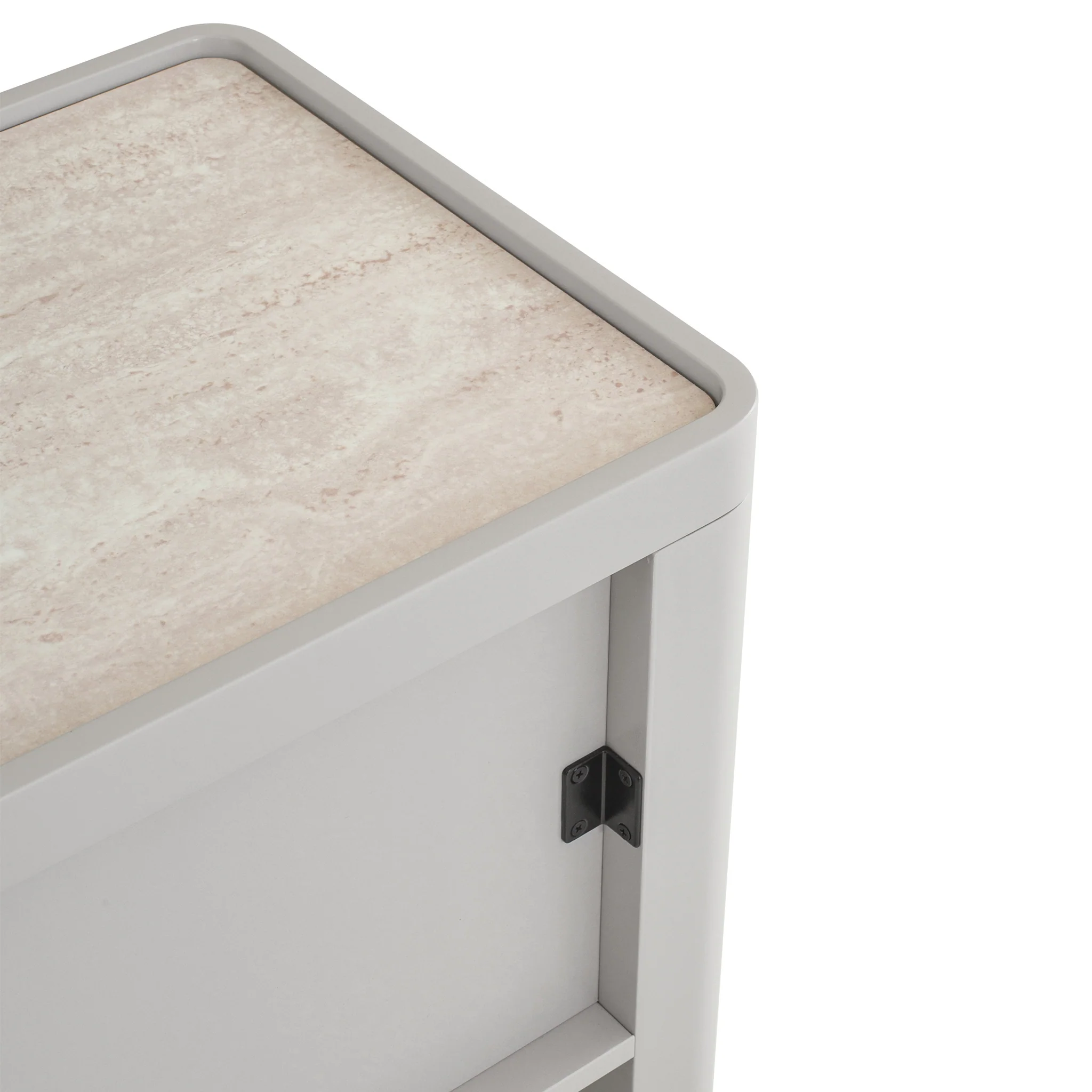 CST10539-IG Glass Top Bedside Table - Warm Grey - Image 6