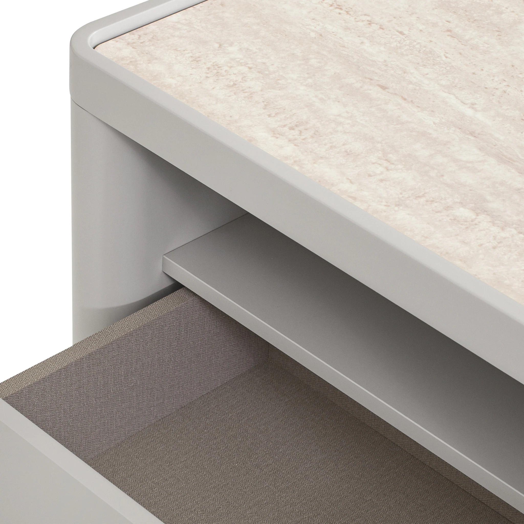 CST10539-IG Glass Top Bedside Table - Warm Grey - Image 7