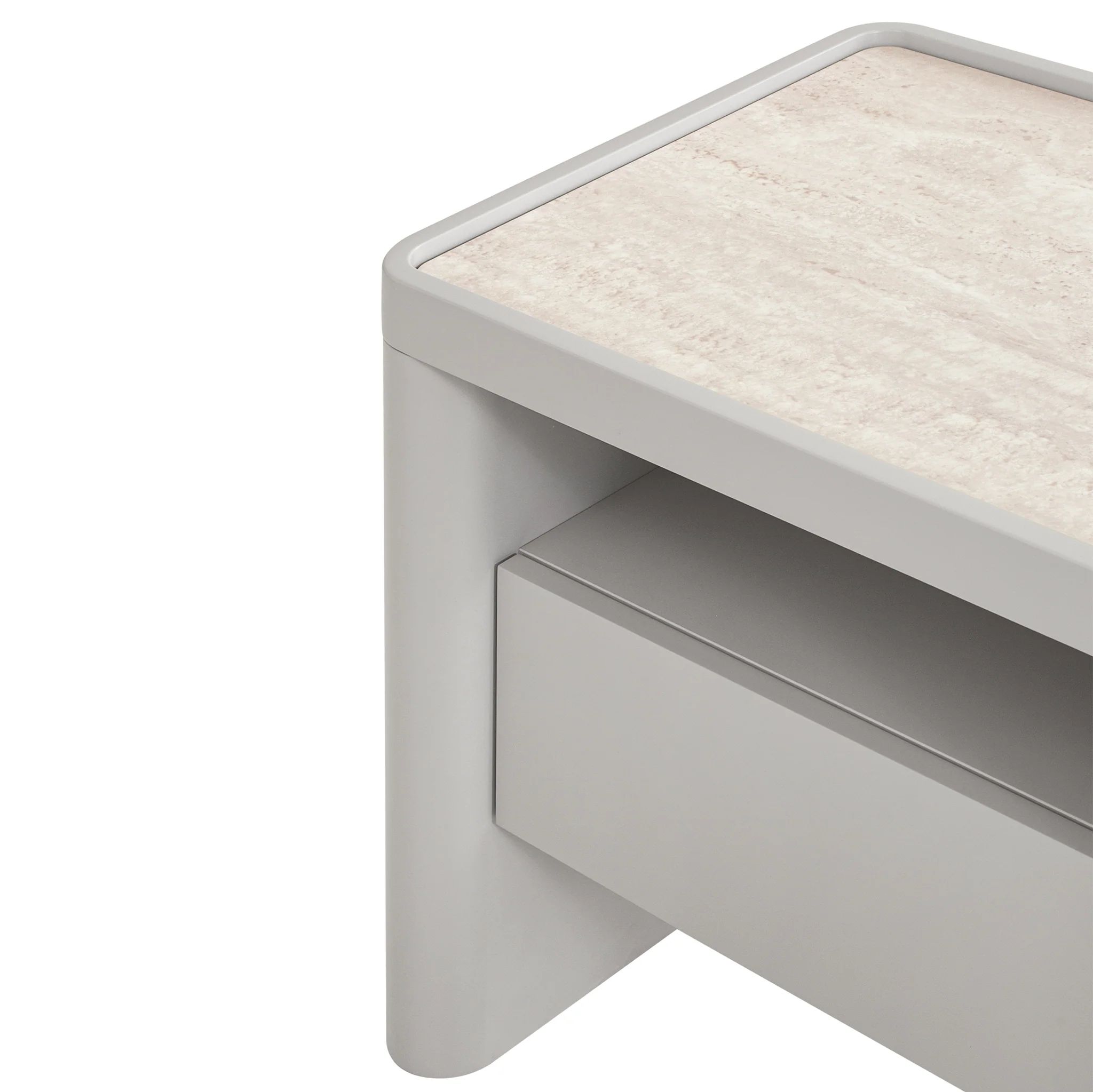 CST10539-IG Glass Top Bedside Table - Warm Grey - Image 8