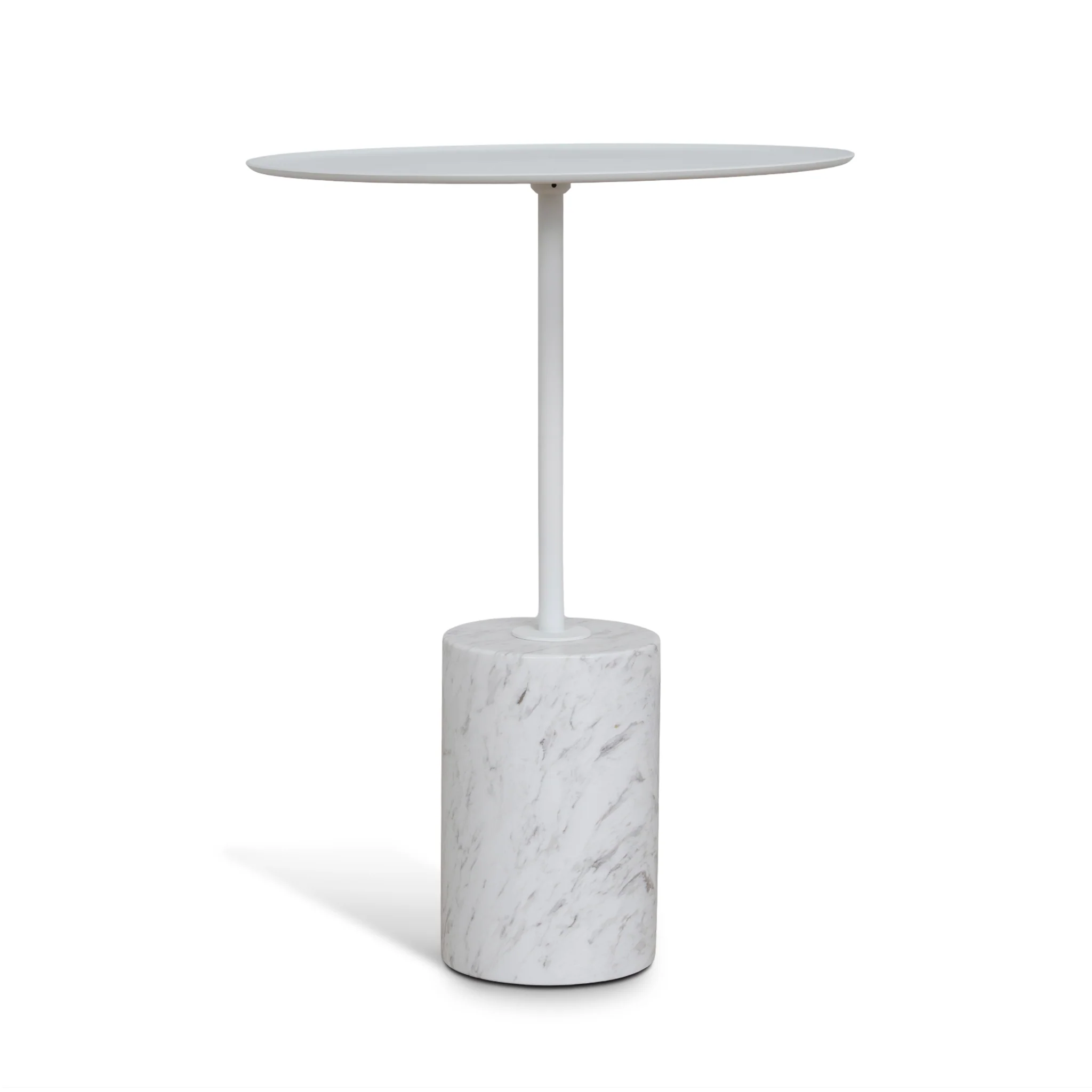 CST10979-NY 45cm Matte White Side Table - Carrara Marble - Image 3