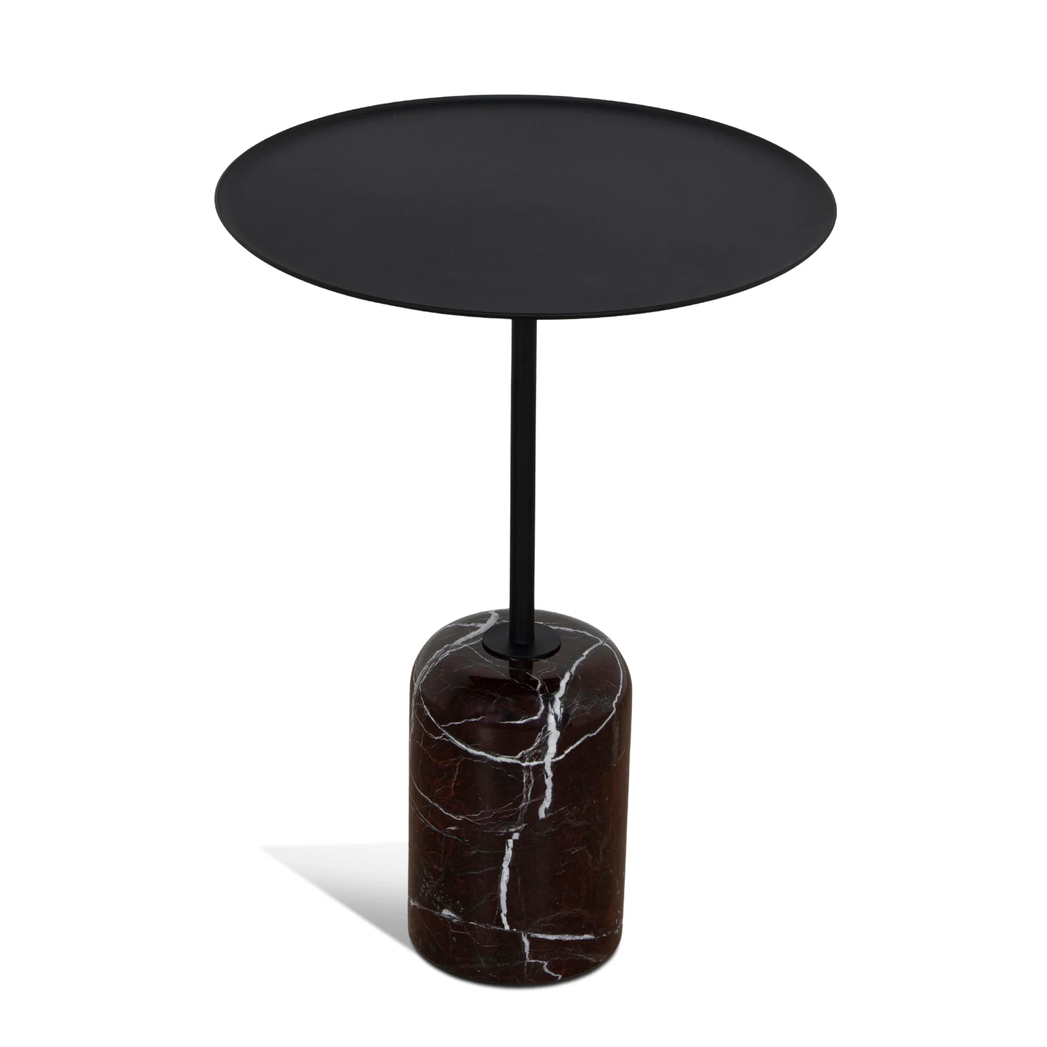 CST10981-NY 45cm Matte Black Side Table - Rosso Levanto Marble - Image 2