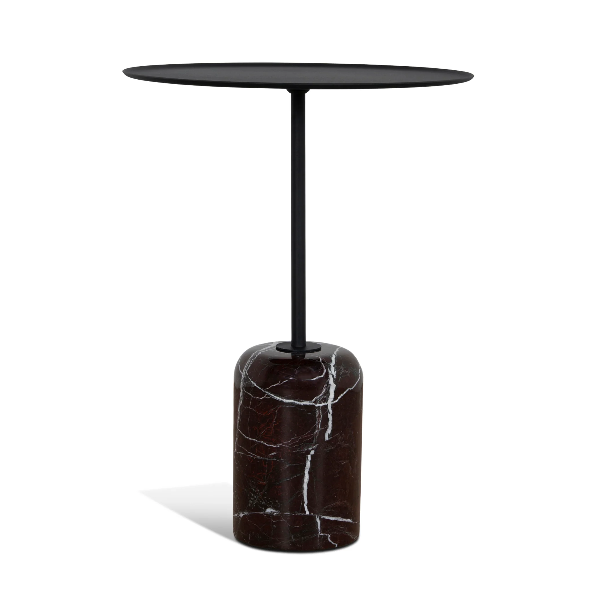 CST10981-NY 45cm Matte Black Side Table - Rosso Levanto Marble - Image 3