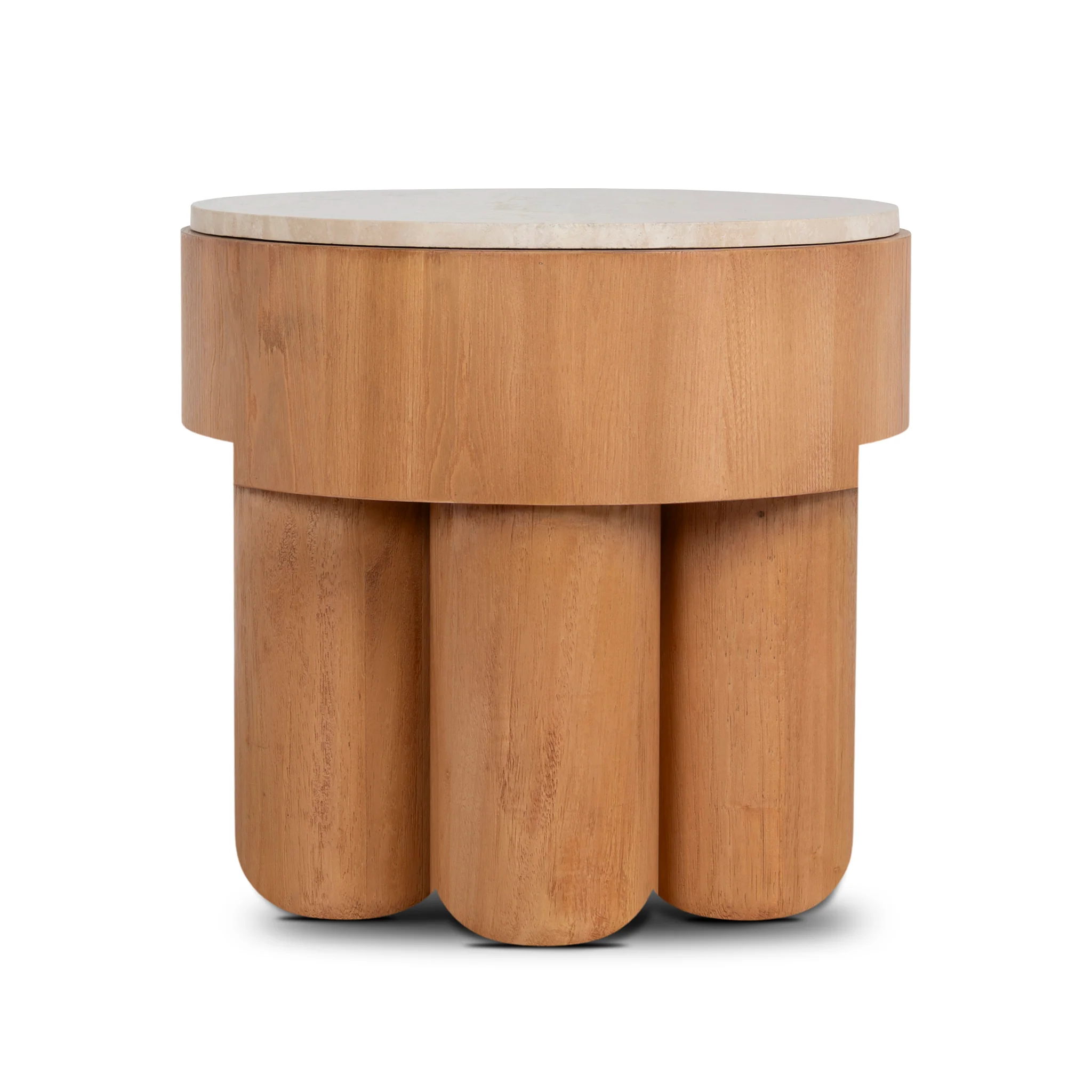 CST12149-NI 50cm Round Travertine Side Table - Natural - Image 2