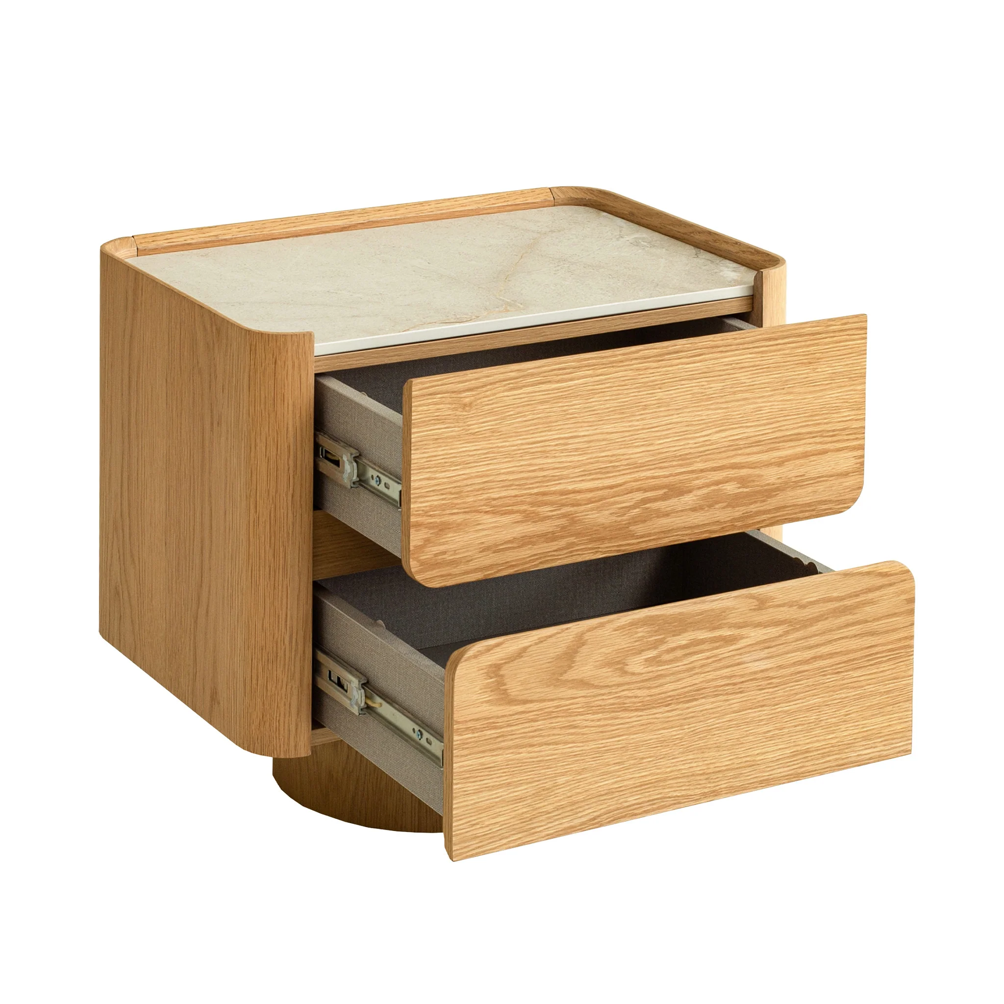 CST12554-IG Stone Top Bedside Table - Natural - Image 3