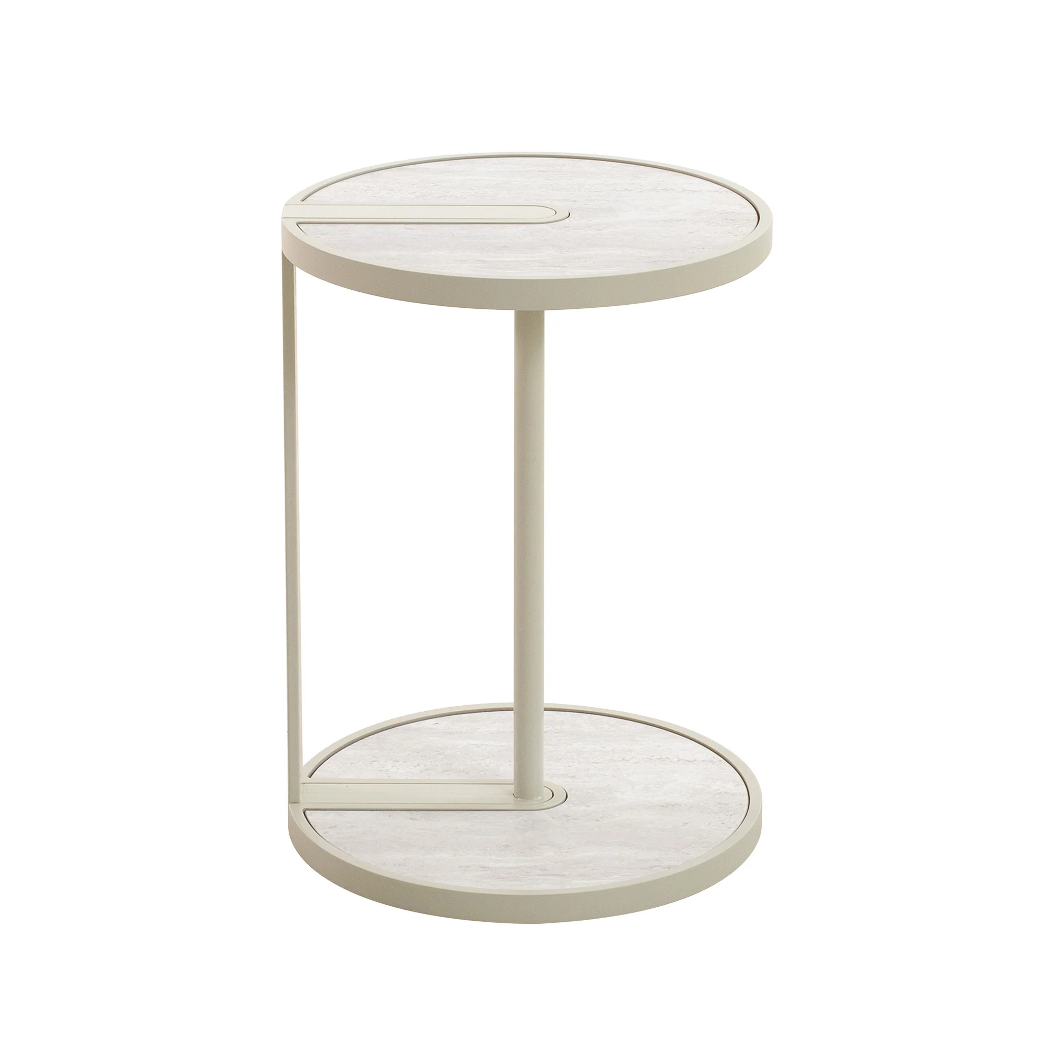 CST12573-IG Beige Glass Side Table - Warm Grey - Image 2