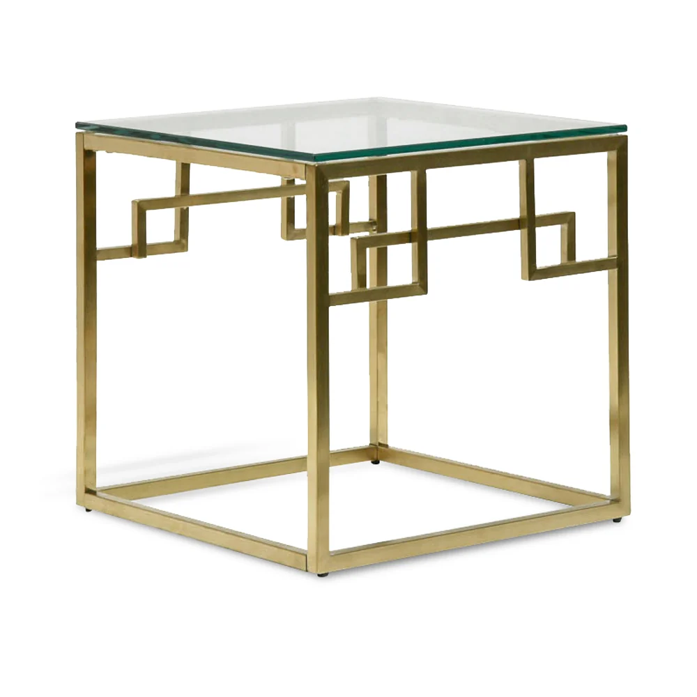 CST2426-BS Side Table - Glass Top - Brushed Gold Base - Image 3