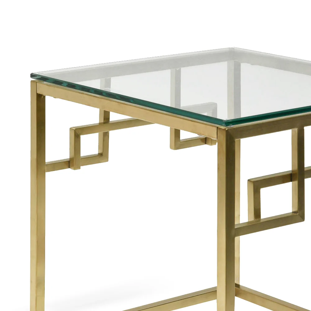 CST2426-BS Side Table - Glass Top - Brushed Gold Base - Image 4