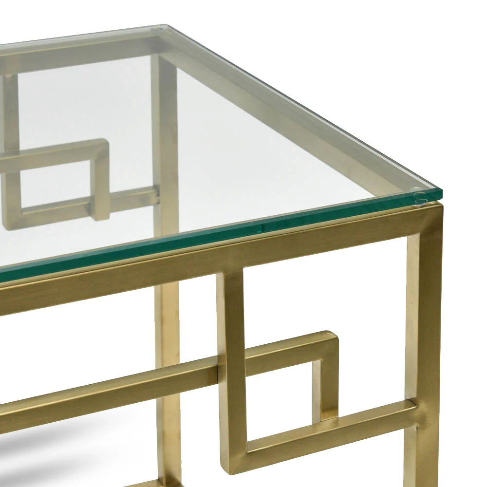 CST2426-BS Side Table - Glass Top - Brushed Gold Base - Image 5
