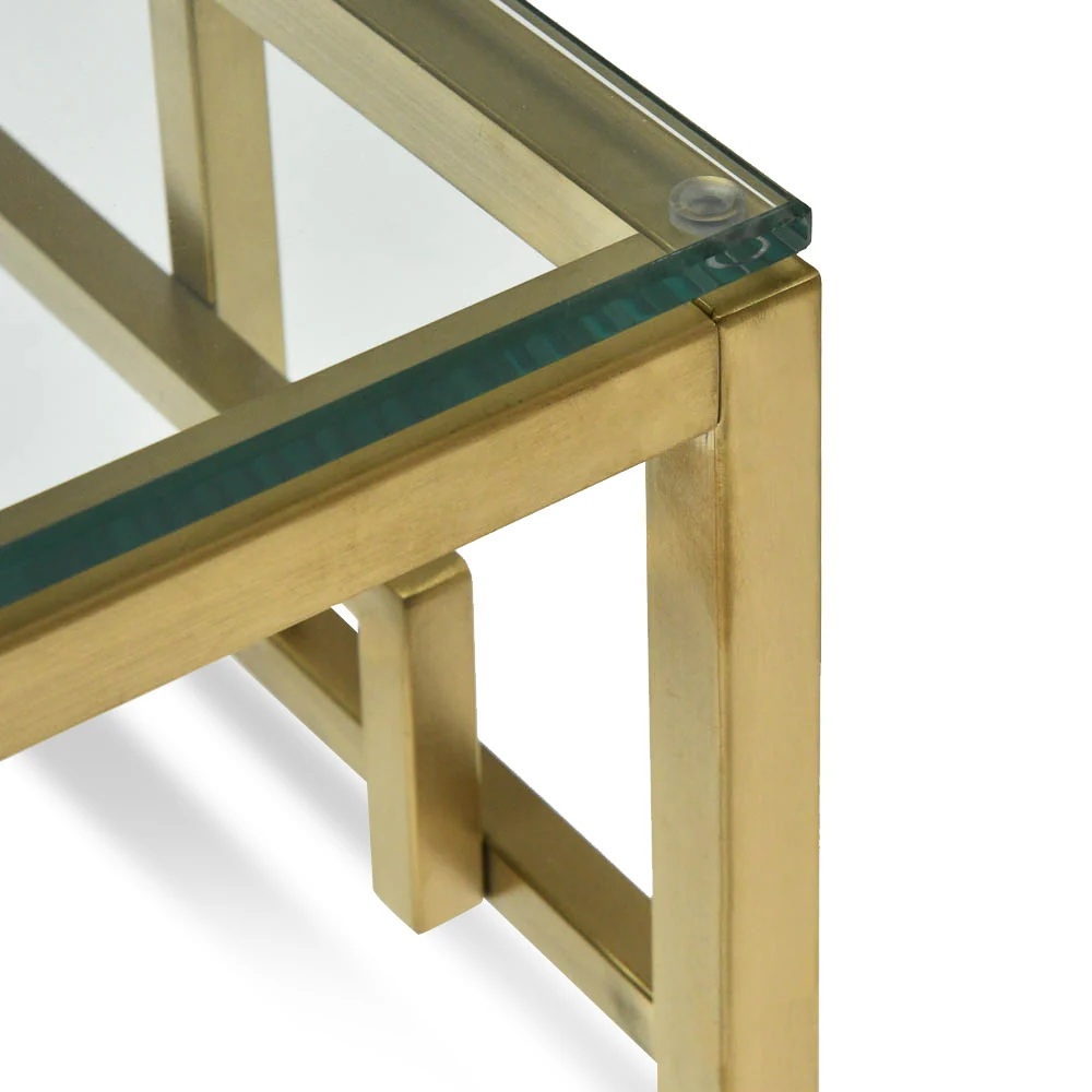 CST2426-BS Side Table - Glass Top - Brushed Gold Base - Image 6