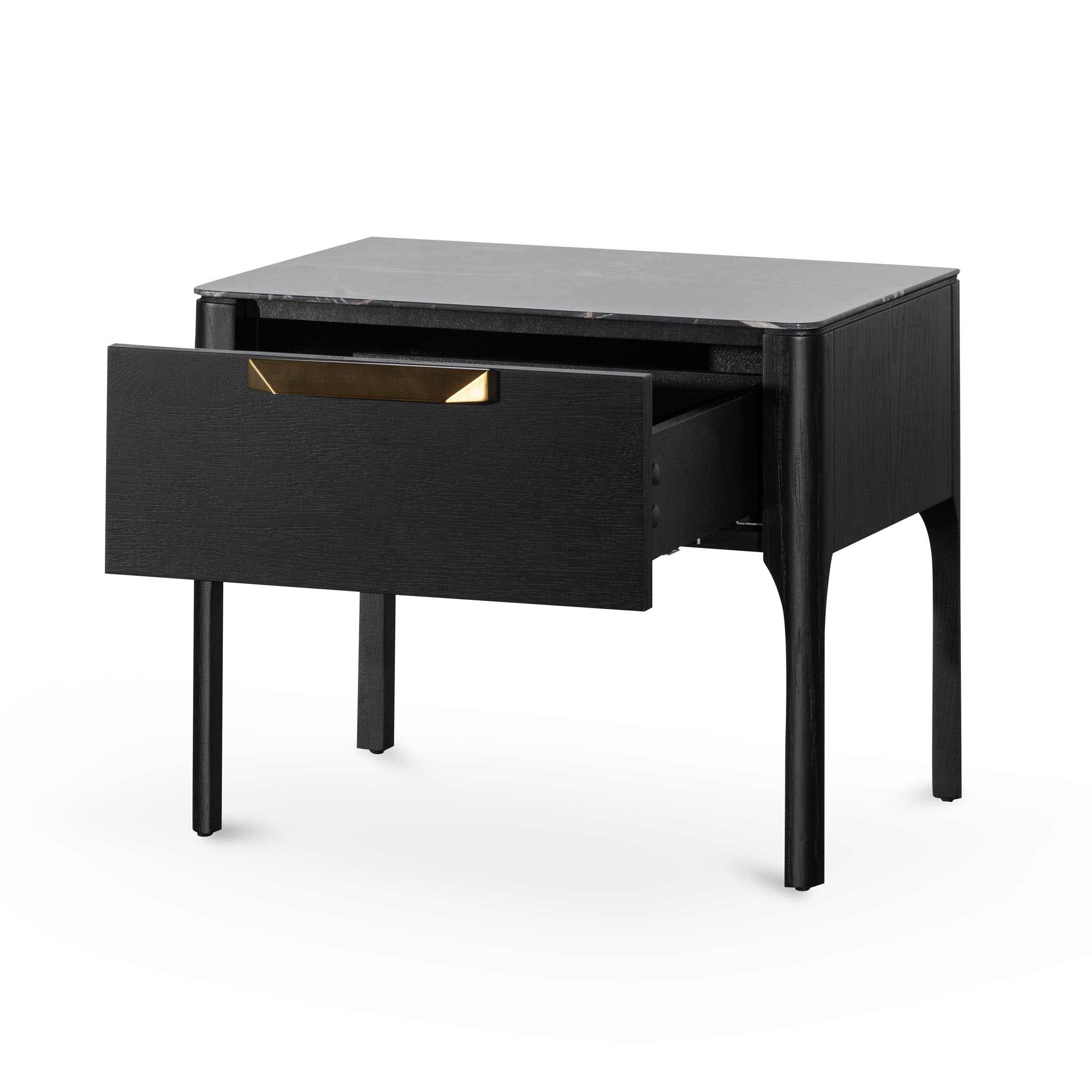 CST6529-CN Bedside Table - Black with Porcelain Marble Top - Image 3