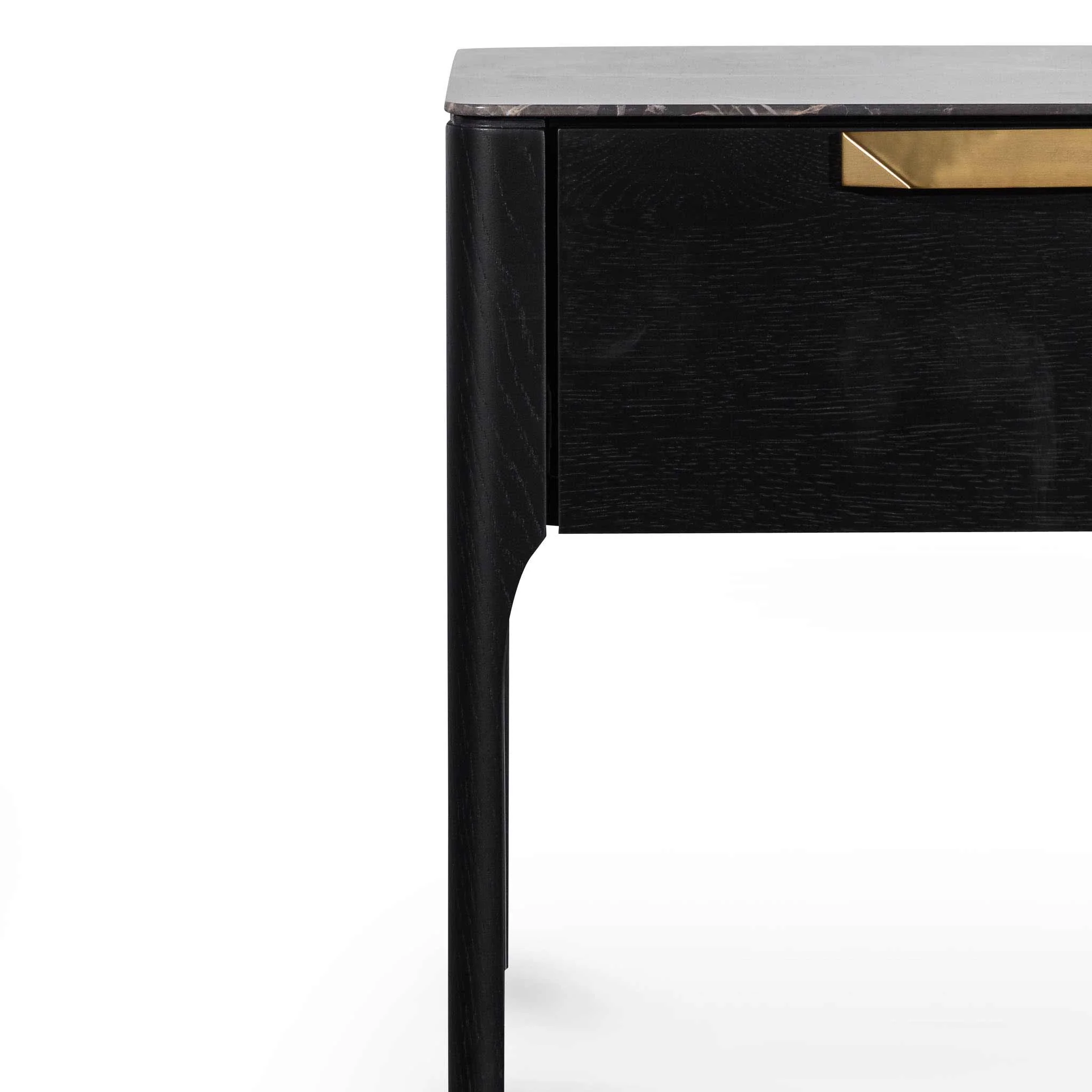 CST6529-CN Bedside Table - Black with Porcelain Marble Top - Image 4