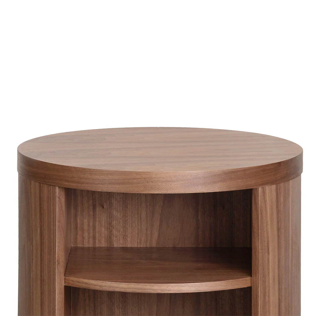 CST8083-BB Round Wooden Bedside Table - Walnut - Image 6