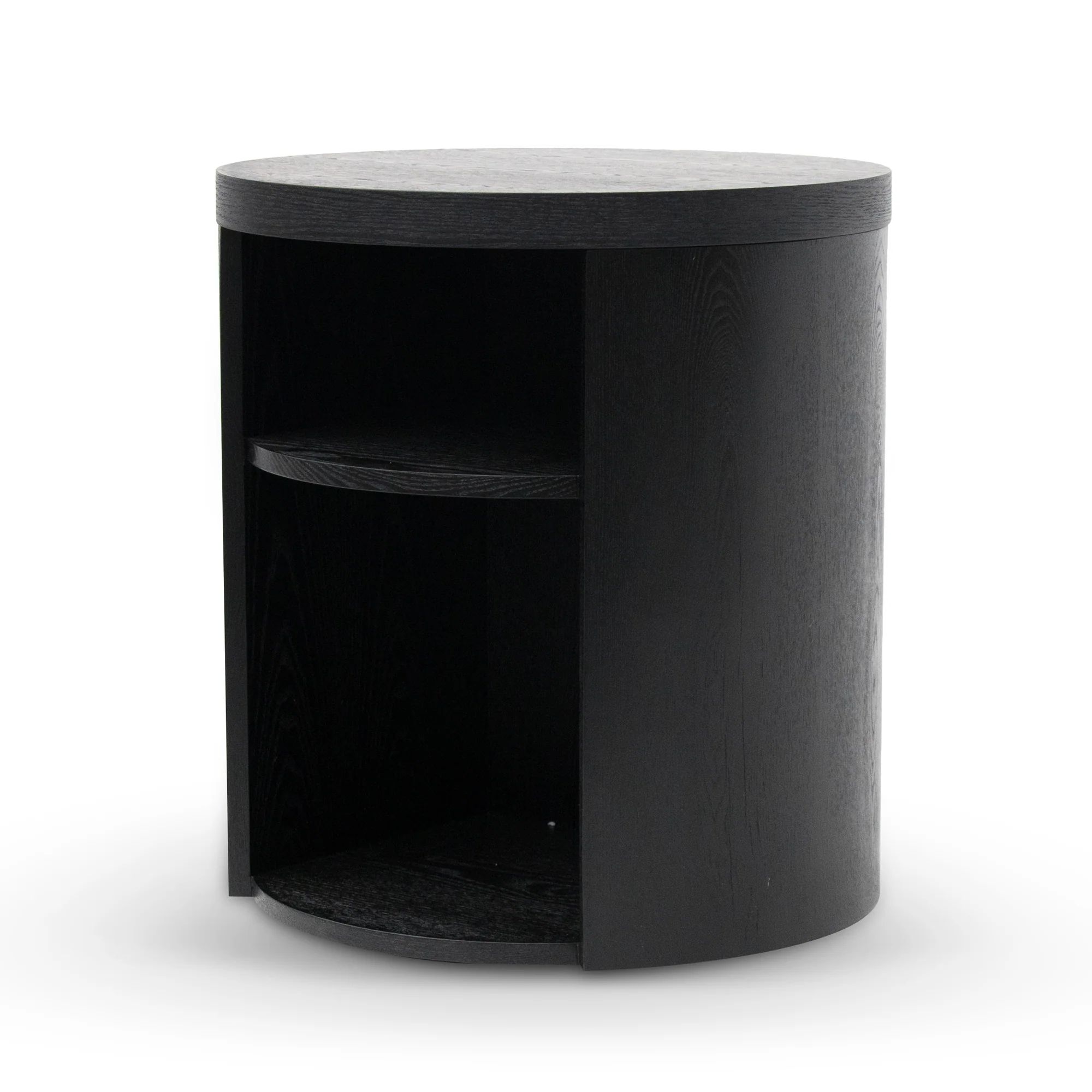 CST8084-BB Round Wooden Bedside Table - Black Mountain - Image 3