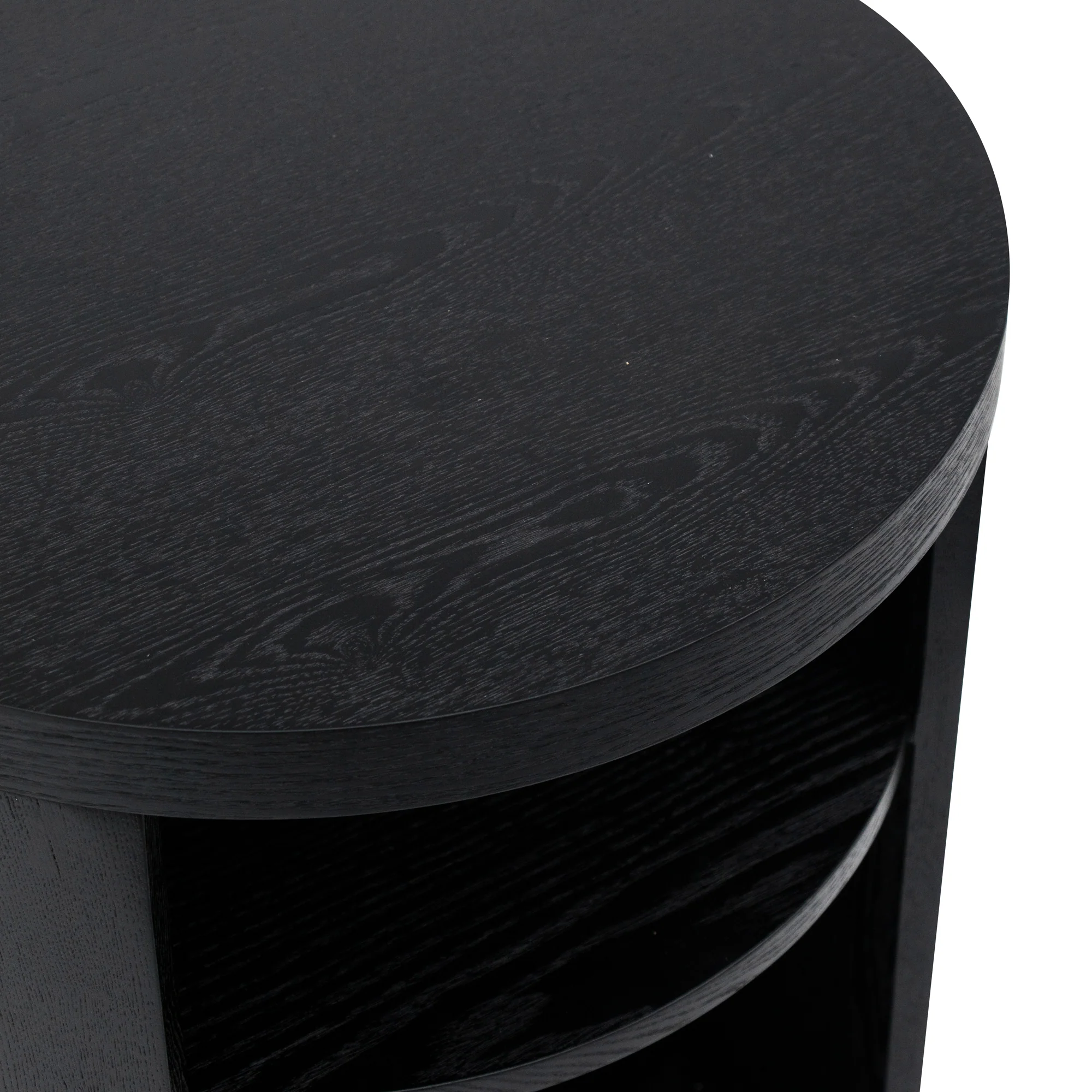 CST8084-BB Round Wooden Bedside Table - Black Mountain - Image 4