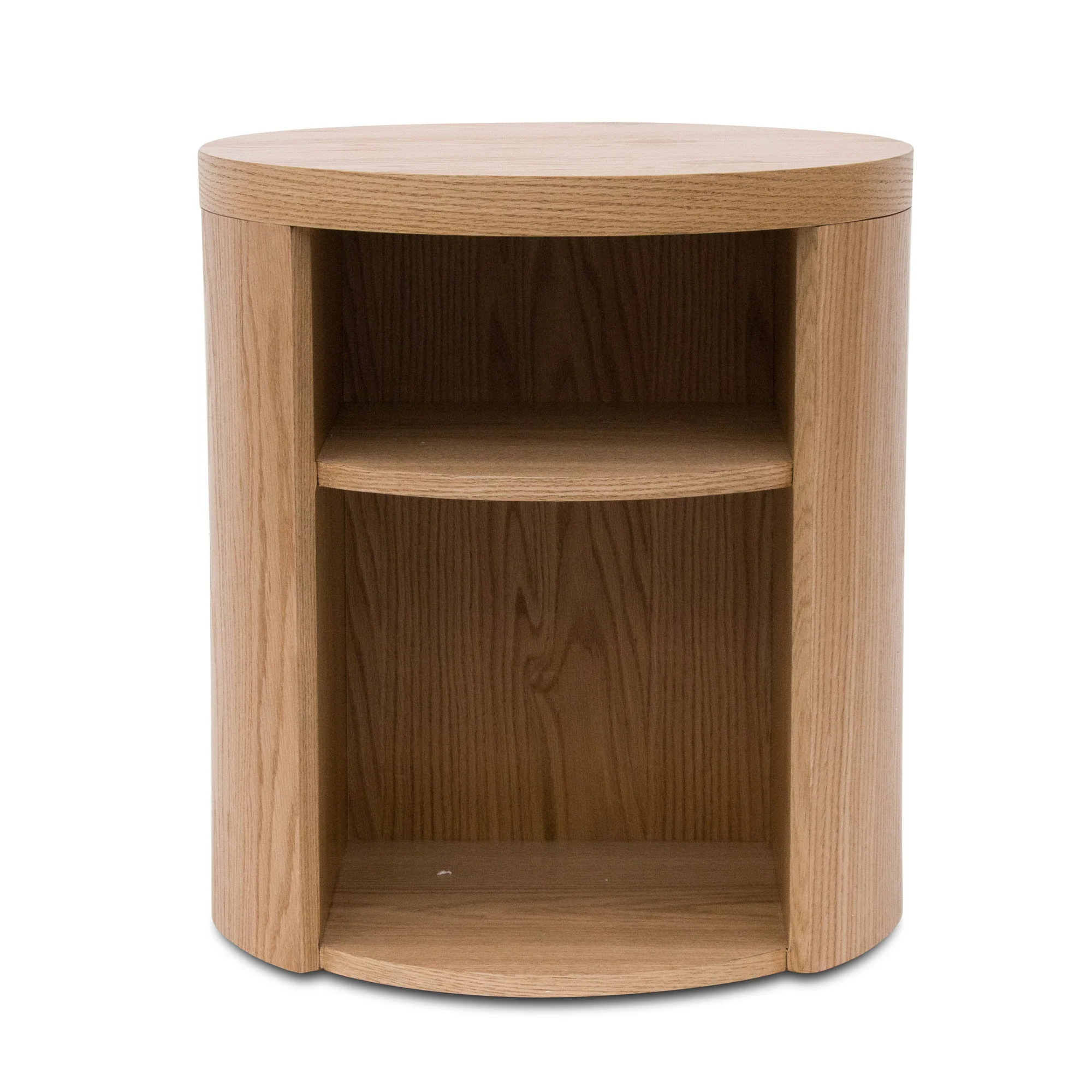 CST8085-BB Round Wooden Bedside Table - Natural - Image 2
