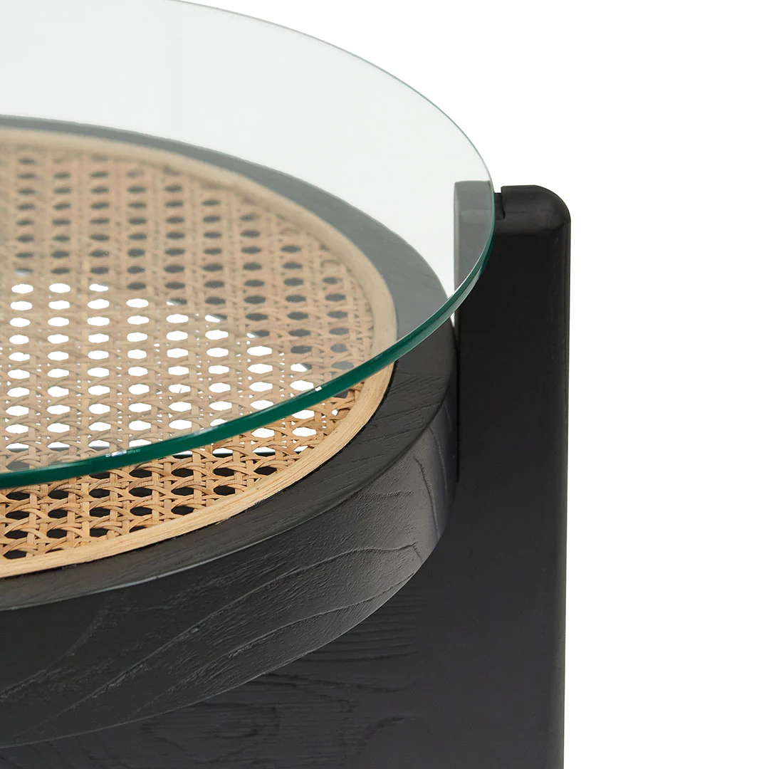 CST8142-NI 50cm Round Glass Side Table - Black - Image 6