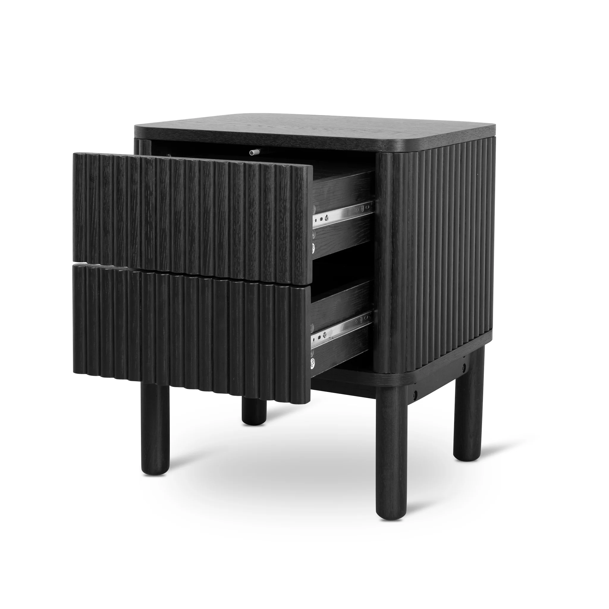 CST8628-KD Bedside Table - Full Black - Image 2