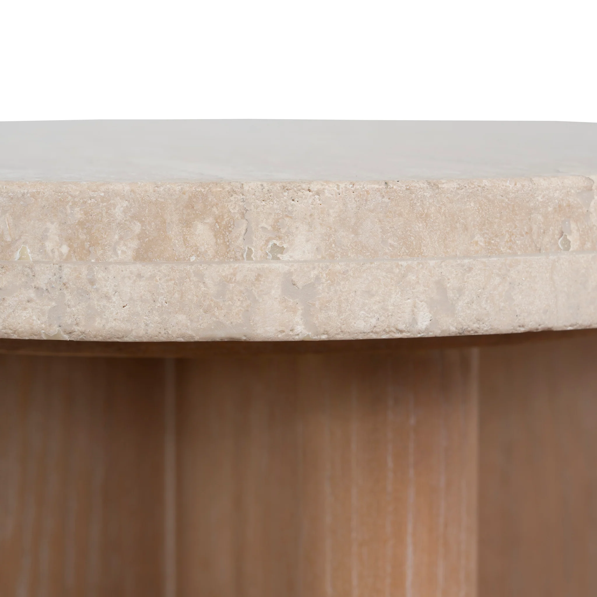 CST8665-NI Travertine Marble Round Side Table - Light Natural Elm - Image 5