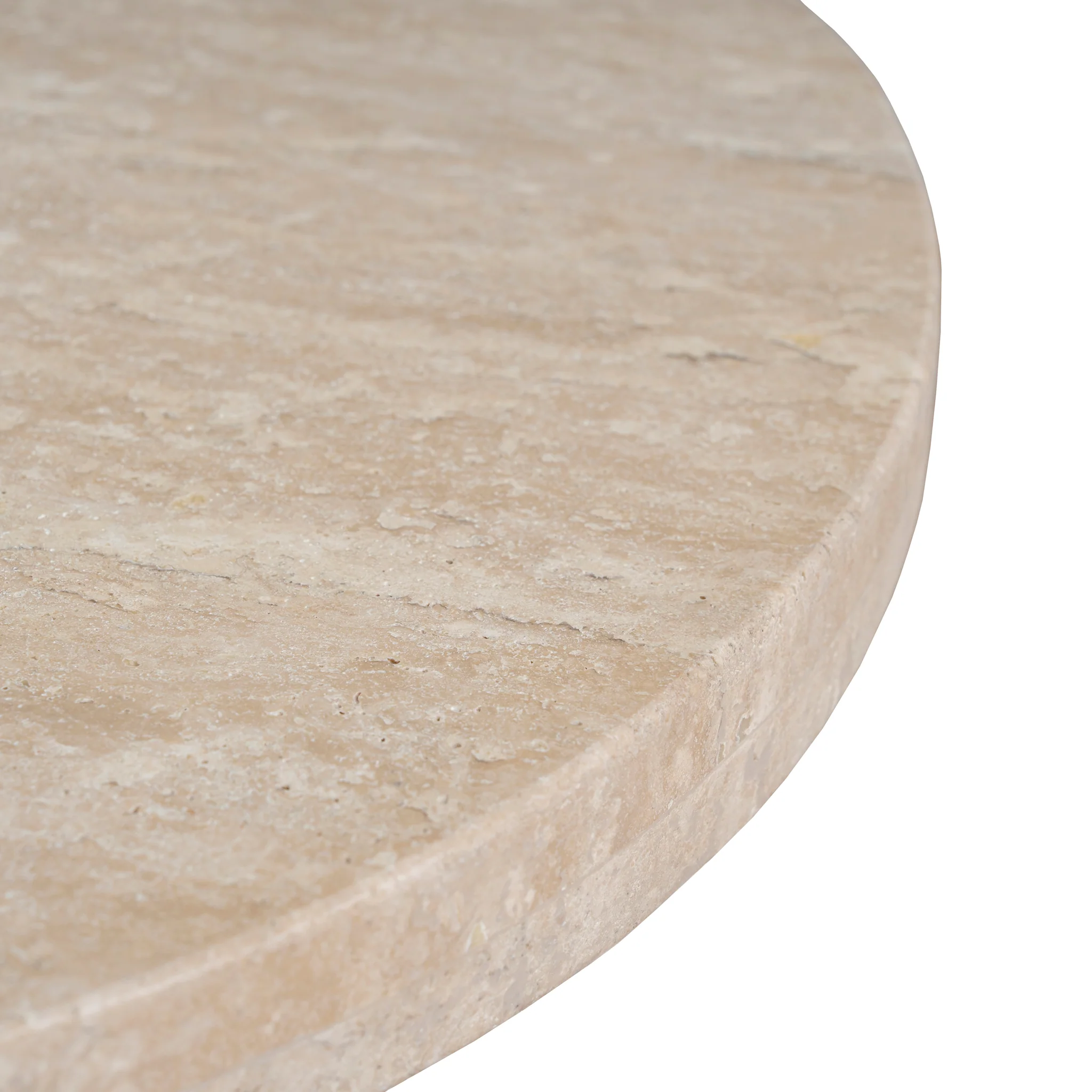 CST8665-NI Travertine Marble Round Side Table - Light Natural Elm - Image 8
