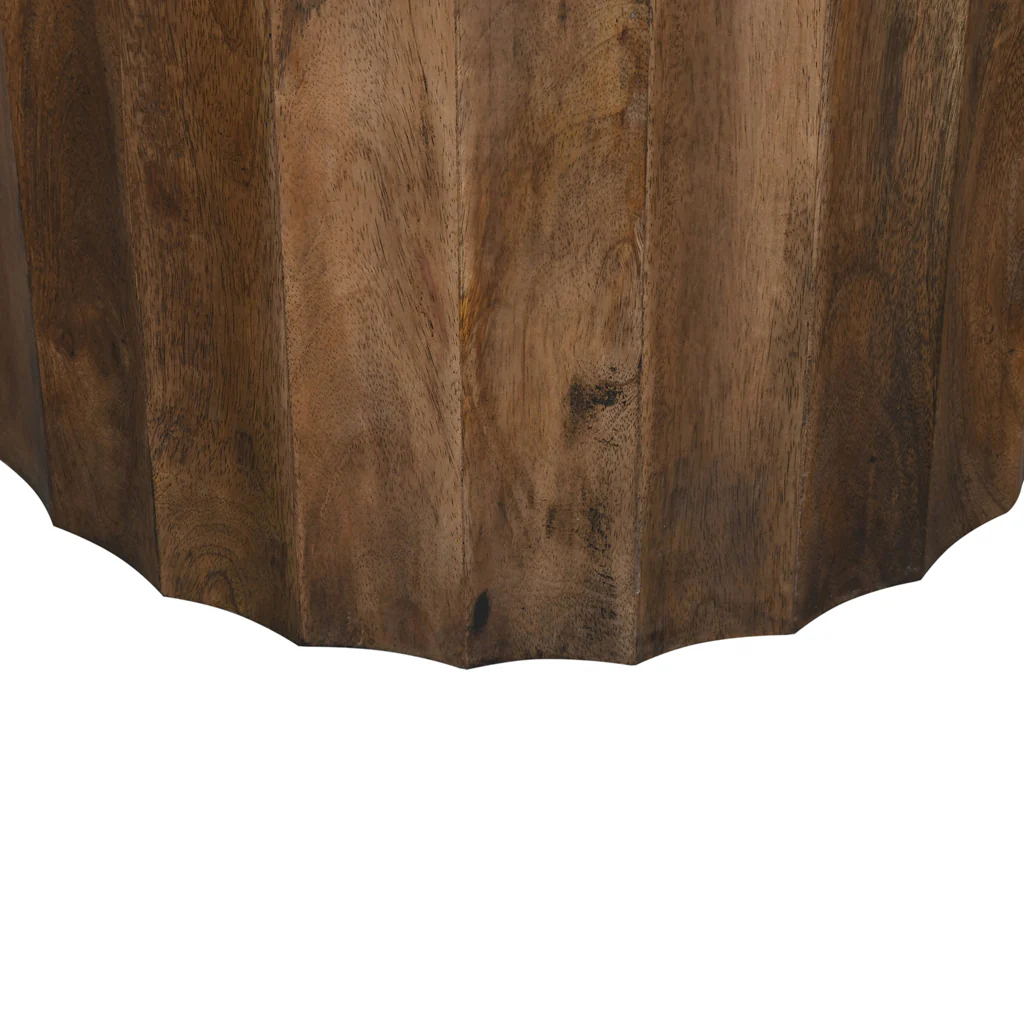 CST8723-RB 45cm Travertine Top Round Side Table - Walnut - Image 6