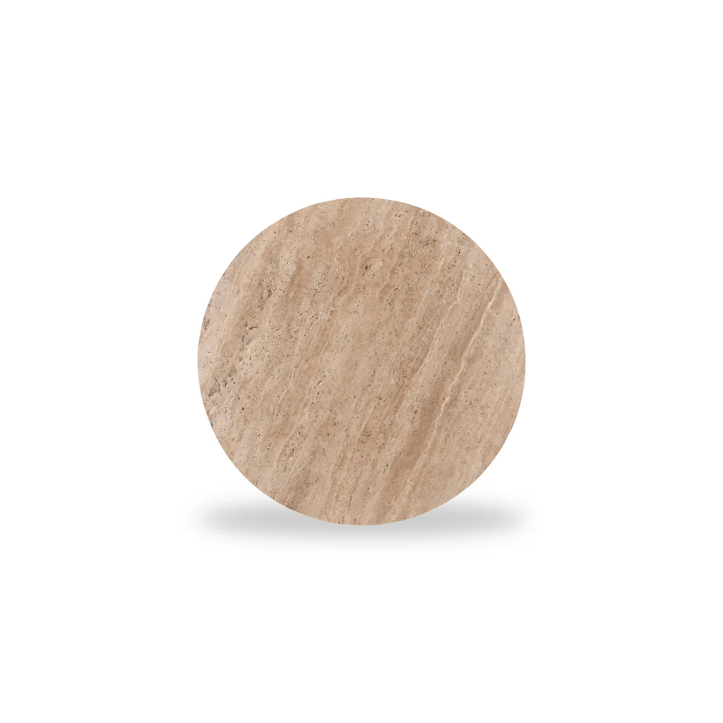 CST8723-RB 45cm Travertine Top Round Side Table - Walnut - Image 8