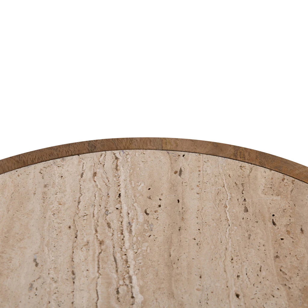 CST8733-RB 40cm Travertine Top Side Table - Natural - Image 5