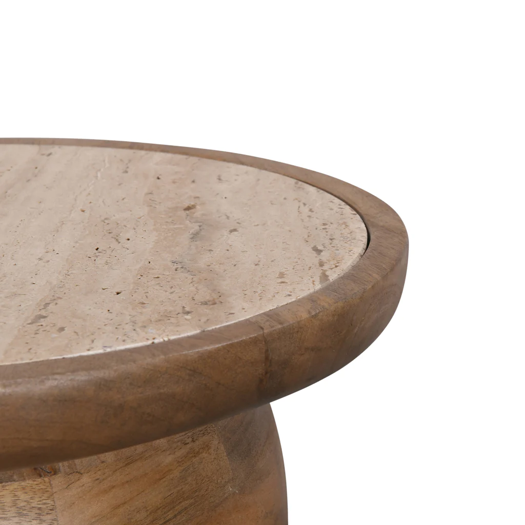 CST8733-RB 40cm Travertine Top Side Table - Natural - Image 8