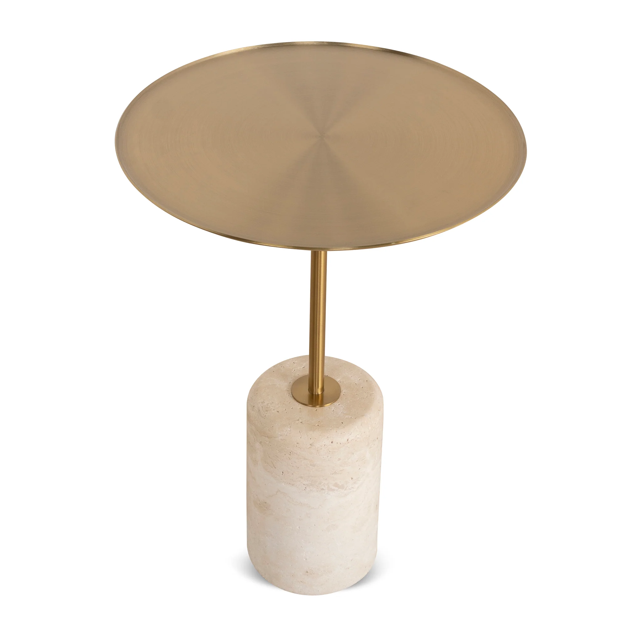 CST8795-NY 45cm Brushed Gold Side Table - Travertine - Image 3