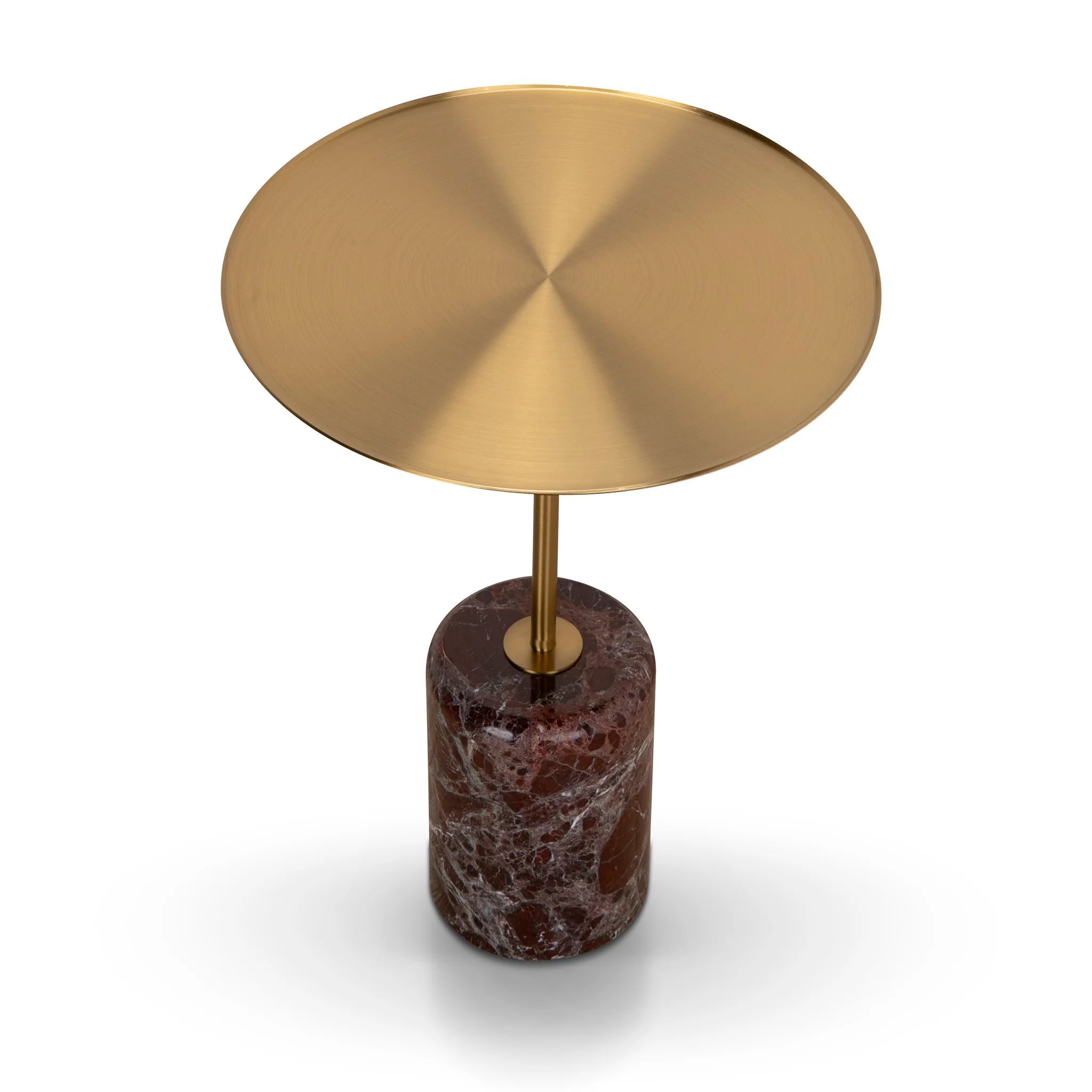 CST8797-NY 45cm Brushed Gold Side Table - Rosso Levanto Marble - Image 3