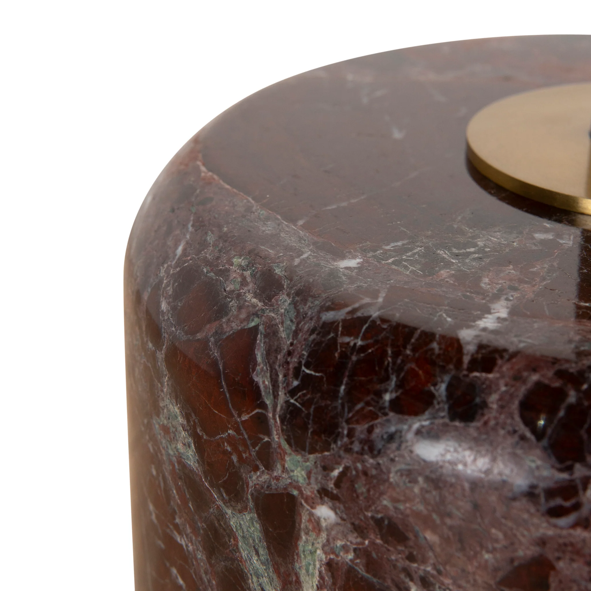 CST8797-NY 45cm Brushed Gold Side Table - Rosso Levanto Marble - Image 6