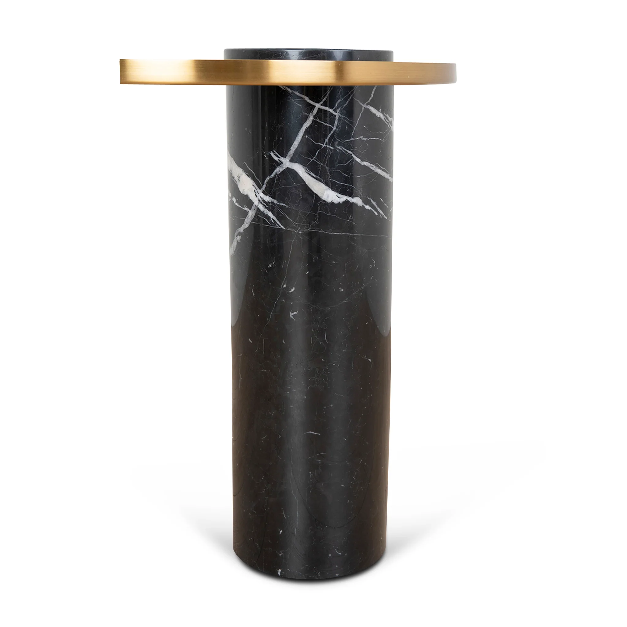 CST8800-NY 40cm Round Brushed Gold Side Table - Black Marble - Image 4