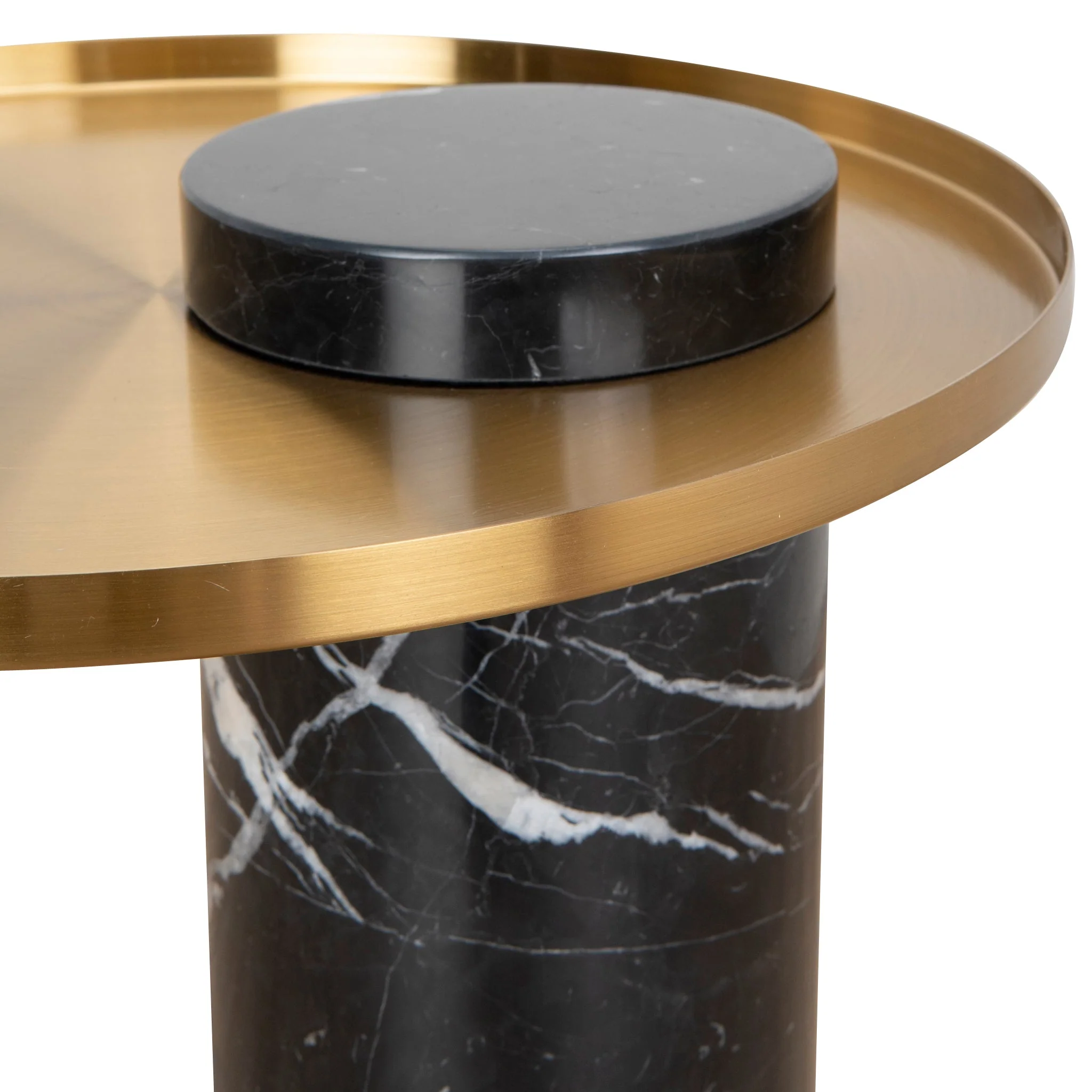 CST8800-NY 40cm Round Brushed Gold Side Table - Black Marble - Image 5