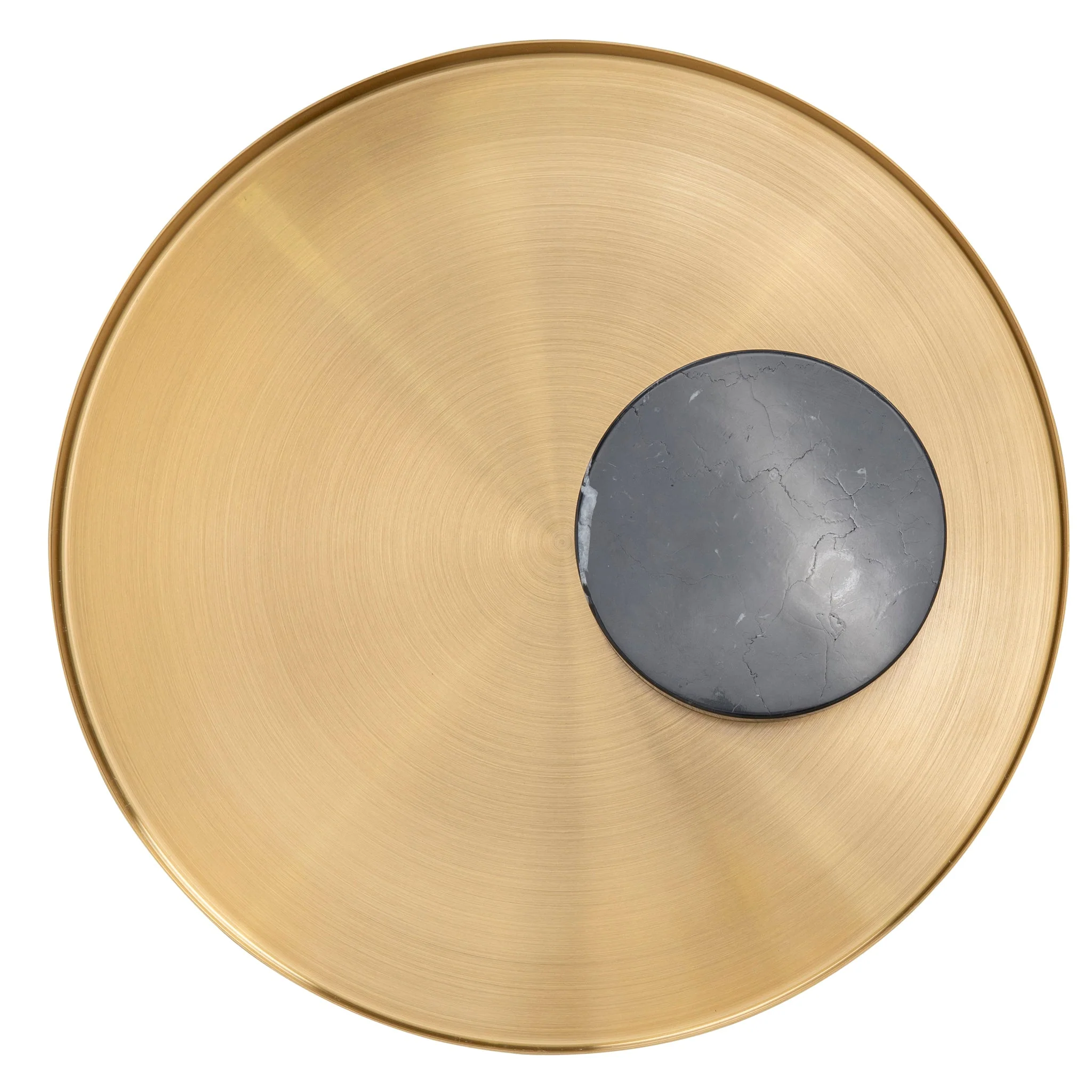 CST8800-NY 40cm Round Brushed Gold Side Table - Black Marble - Image 6
