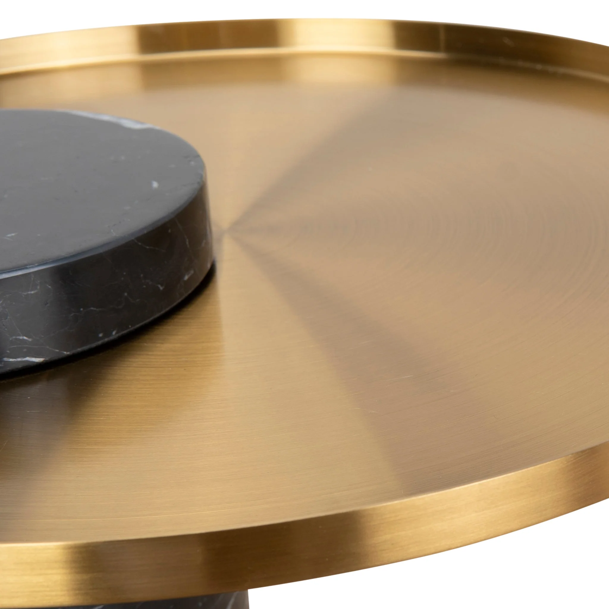 CST8800-NY 40cm Round Brushed Gold Side Table - Black Marble - Image 7