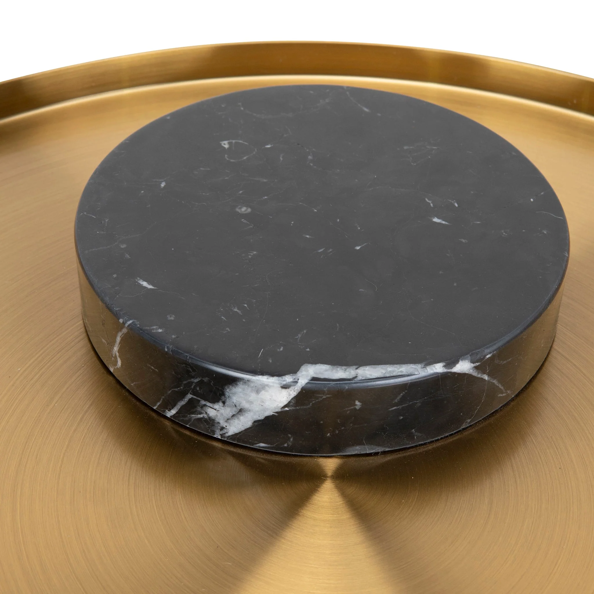 CST8800-NY 40cm Round Brushed Gold Side Table - Black Marble - Image 8