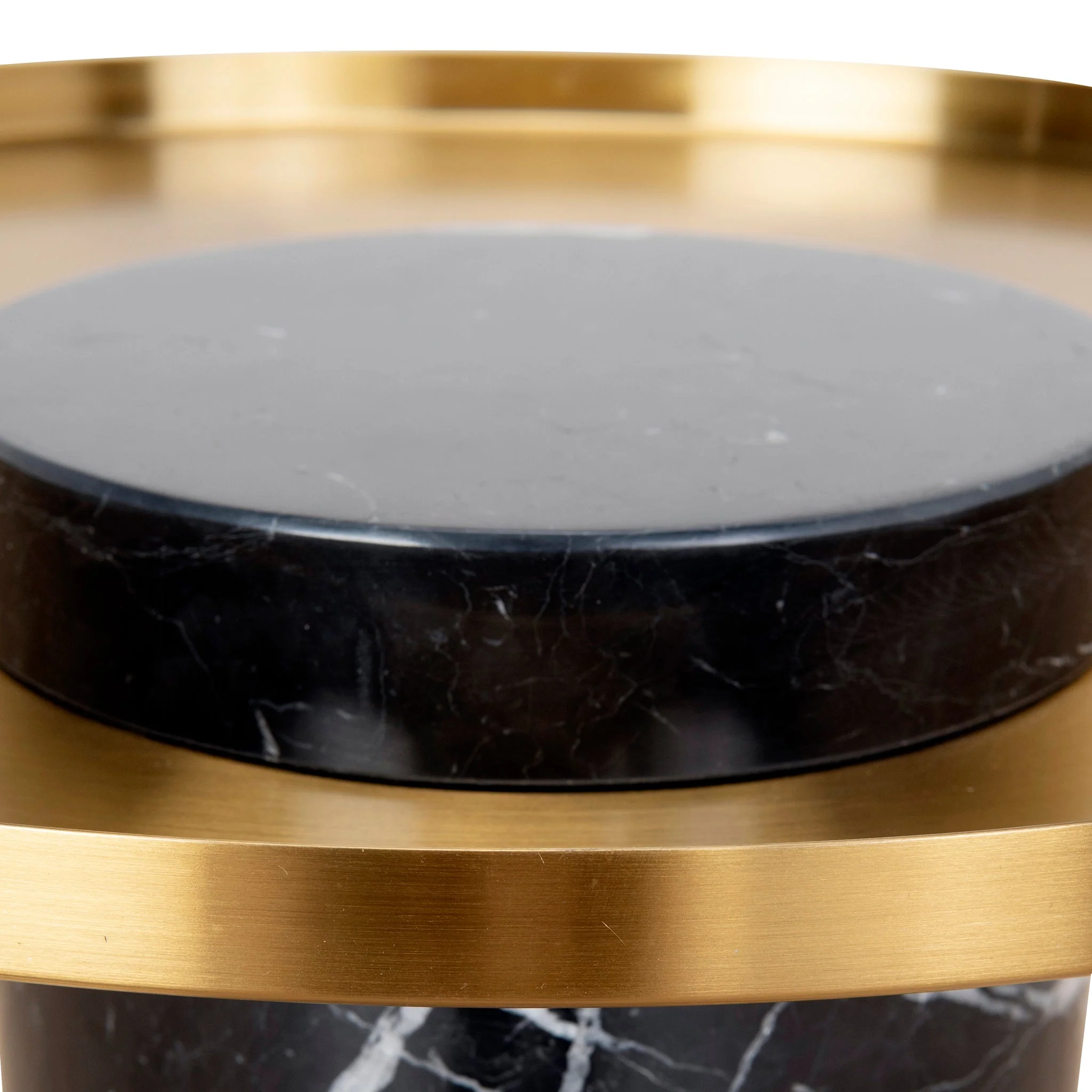 CST8800-NY 40cm Round Brushed Gold Side Table - Black Marble - Image 9