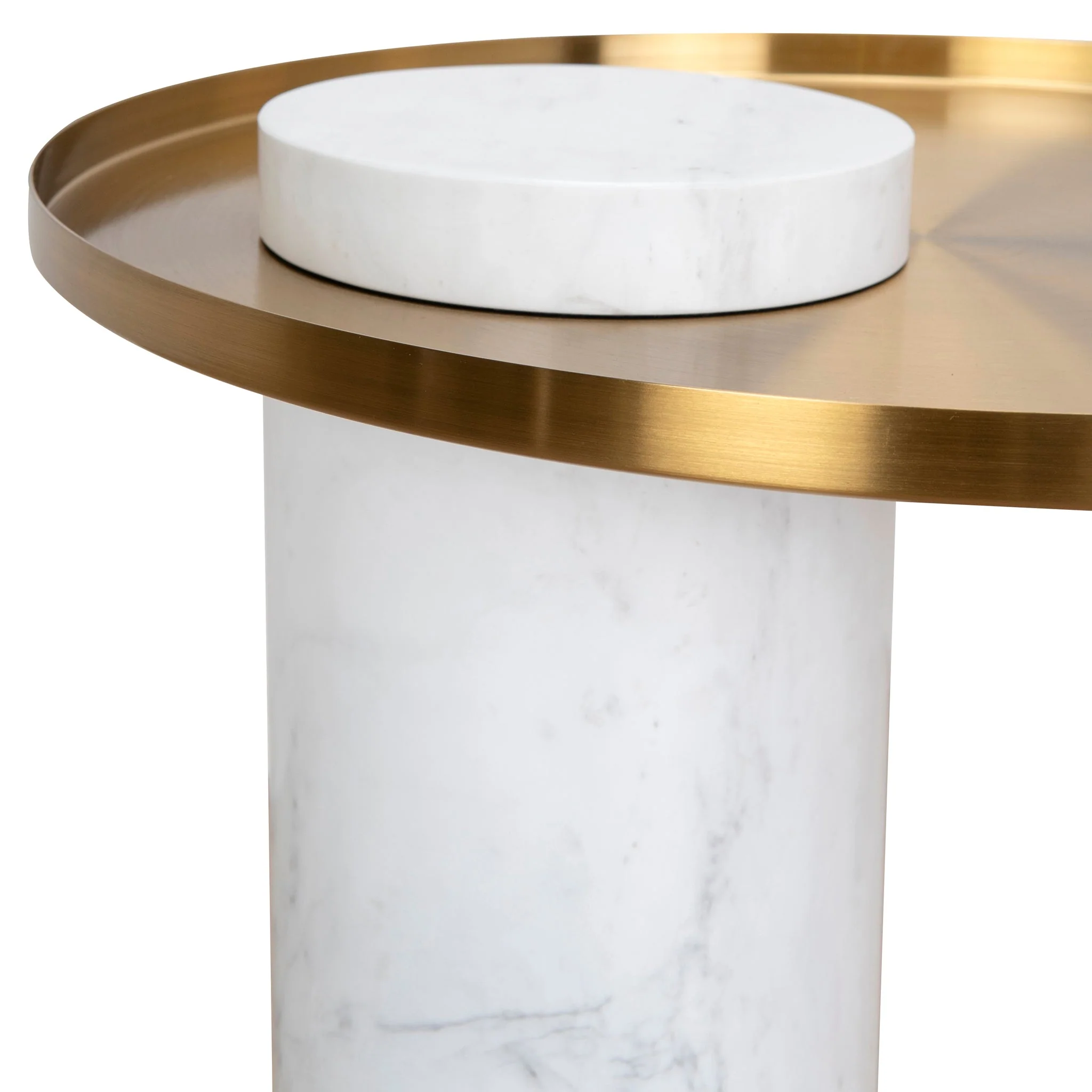 CST8801-NY 40cm Round Brushed Gold Side Table - Marble - Image 4