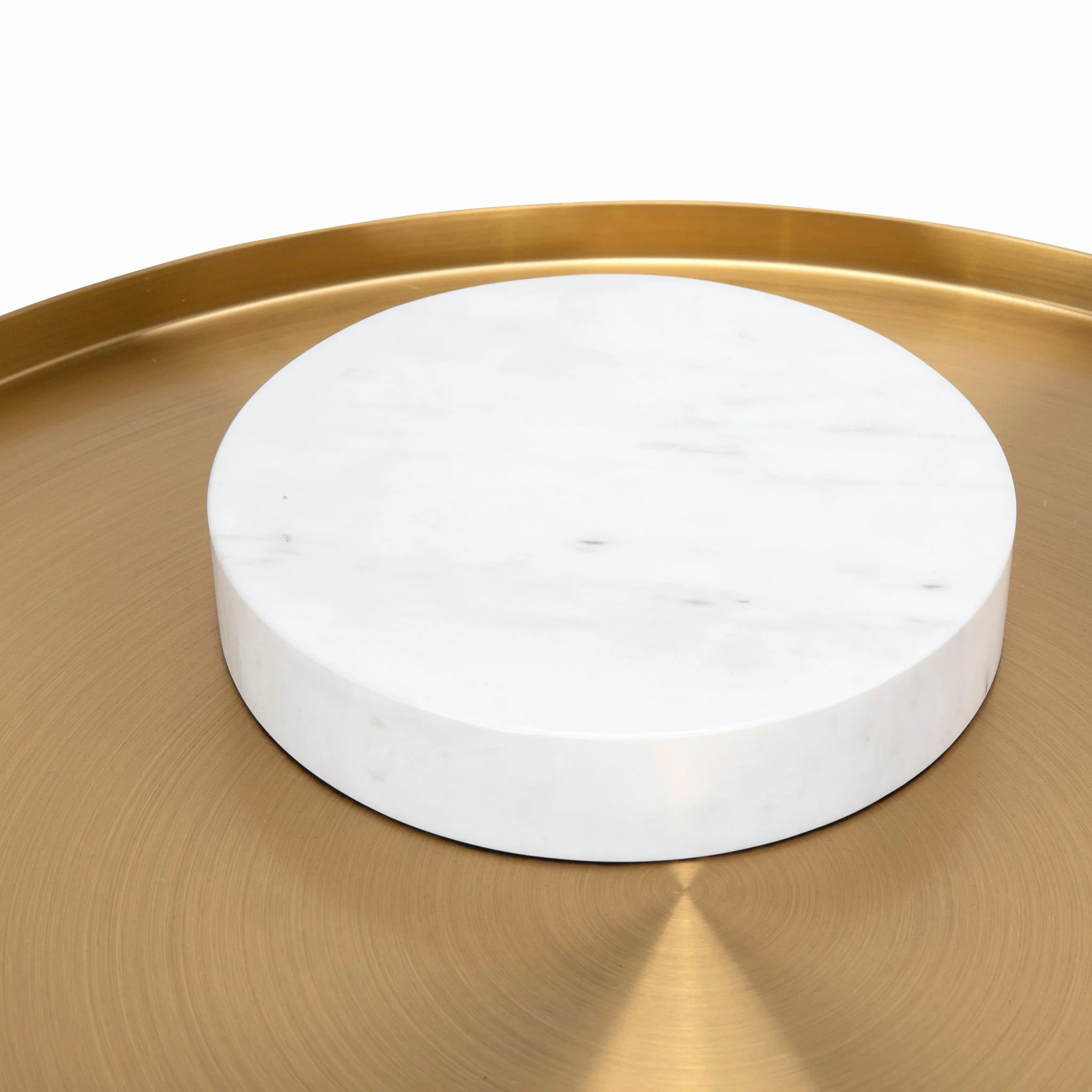 CST8801-NY 40cm Round Brushed Gold Side Table - Marble - Image 5